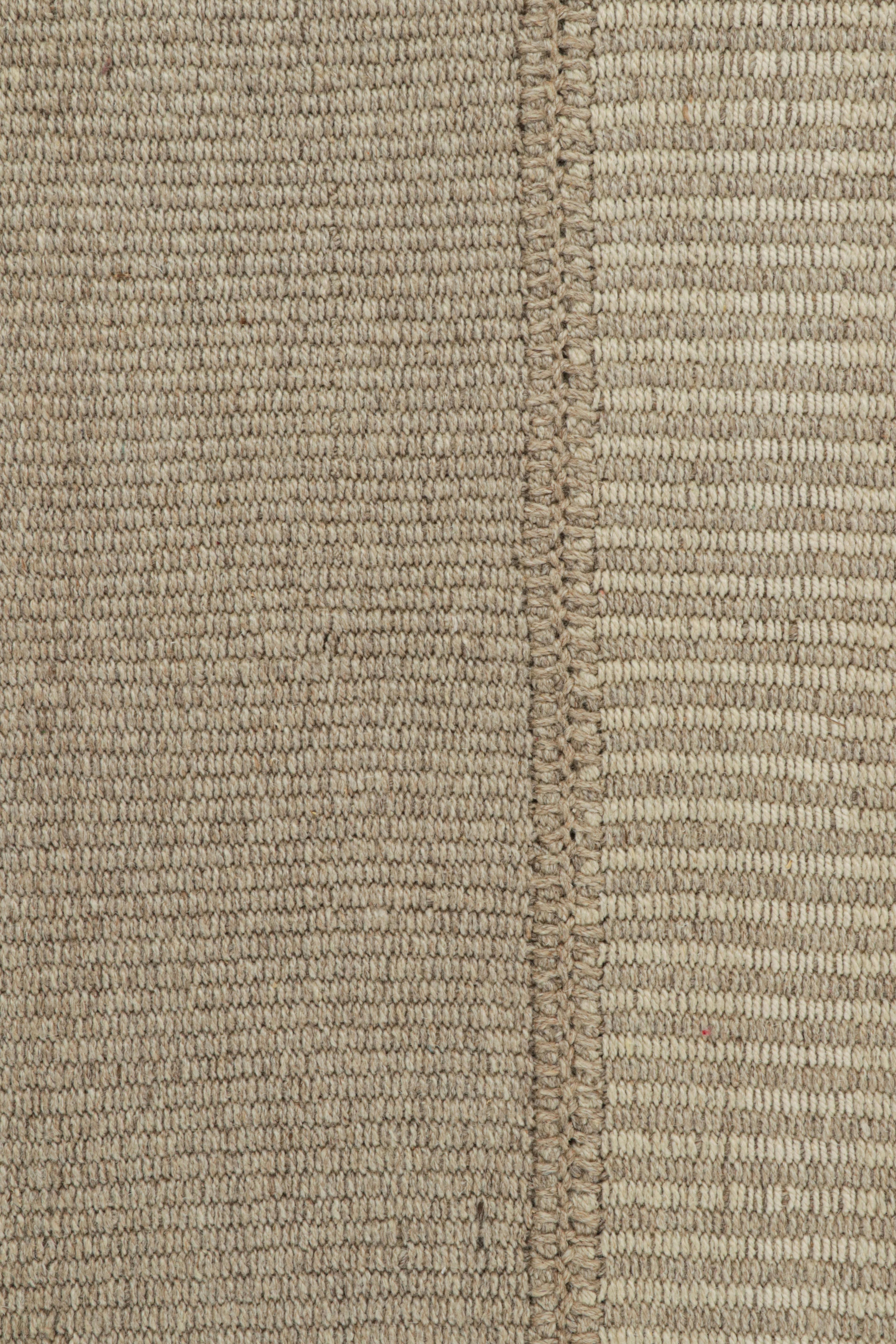 Rug & Kilim’s Contemporary Kilim with Light Beige-Brown Textural Stripes  In New Condition For Sale In Long Island City, NY
