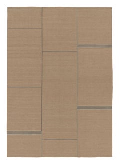 Rug & Kilim’s Contemporary Kilim with Rectangular Designs in Beige & Blue