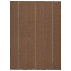 Rug & Kilim's Contemporary Kilim con strisce arancioni e beige in tonalità ruggine