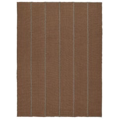 Rug & Kilim’s Contemporary Kilim with Rust Tone Orange and Beige Stripes