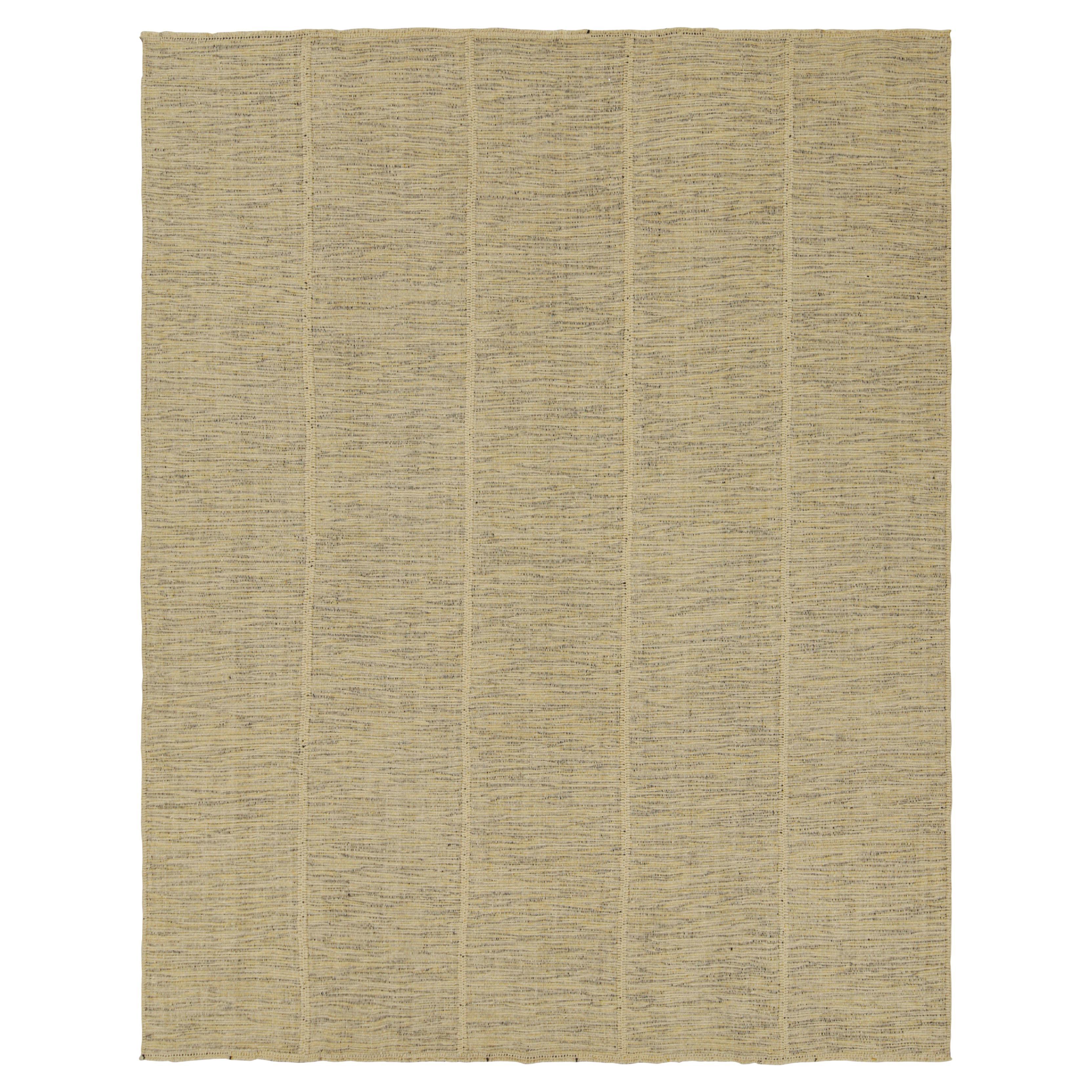 Rug & Kilim’s Contemporary Kilim with Stripes in Beige, Gold and Black For Sale