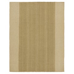 Rug & Kilim’s Contemporary Kilim with Stripes in Green and Beige-Brown Accents