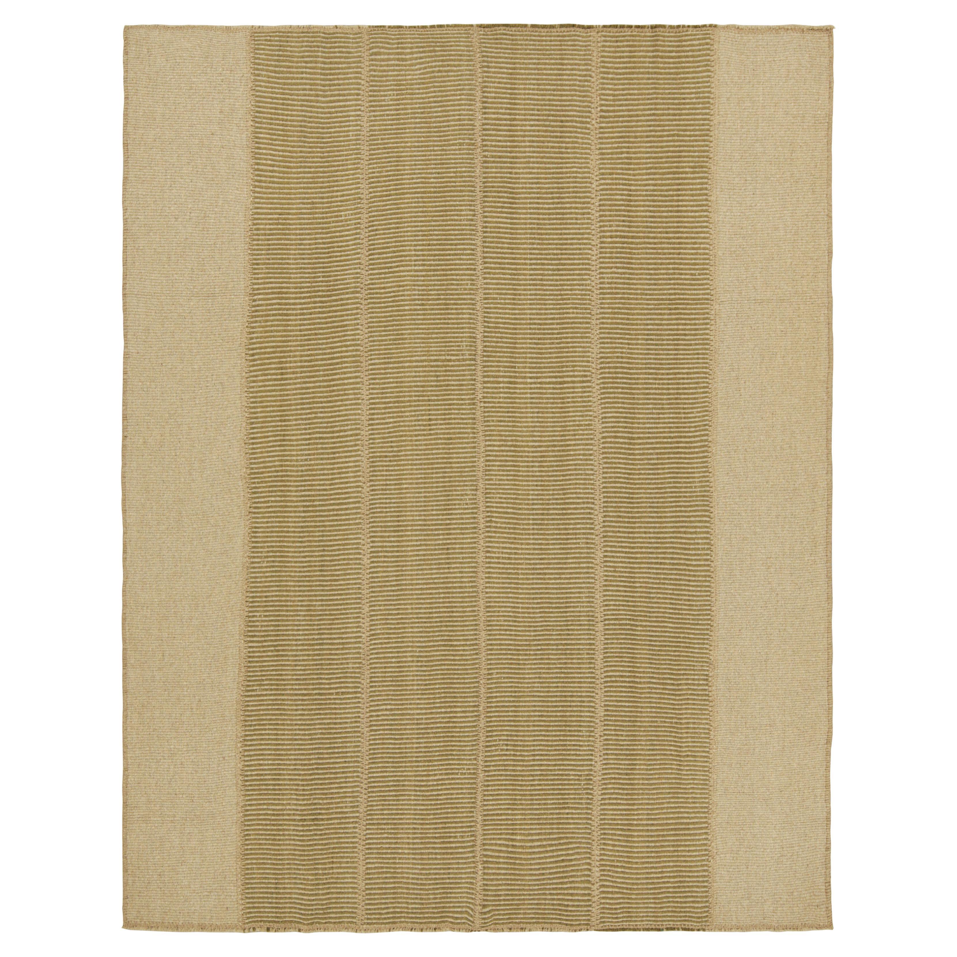Rug 
Kilim
s Contemporary Kilim mit Streifen in Grün und Beige-Braun-Akzenten