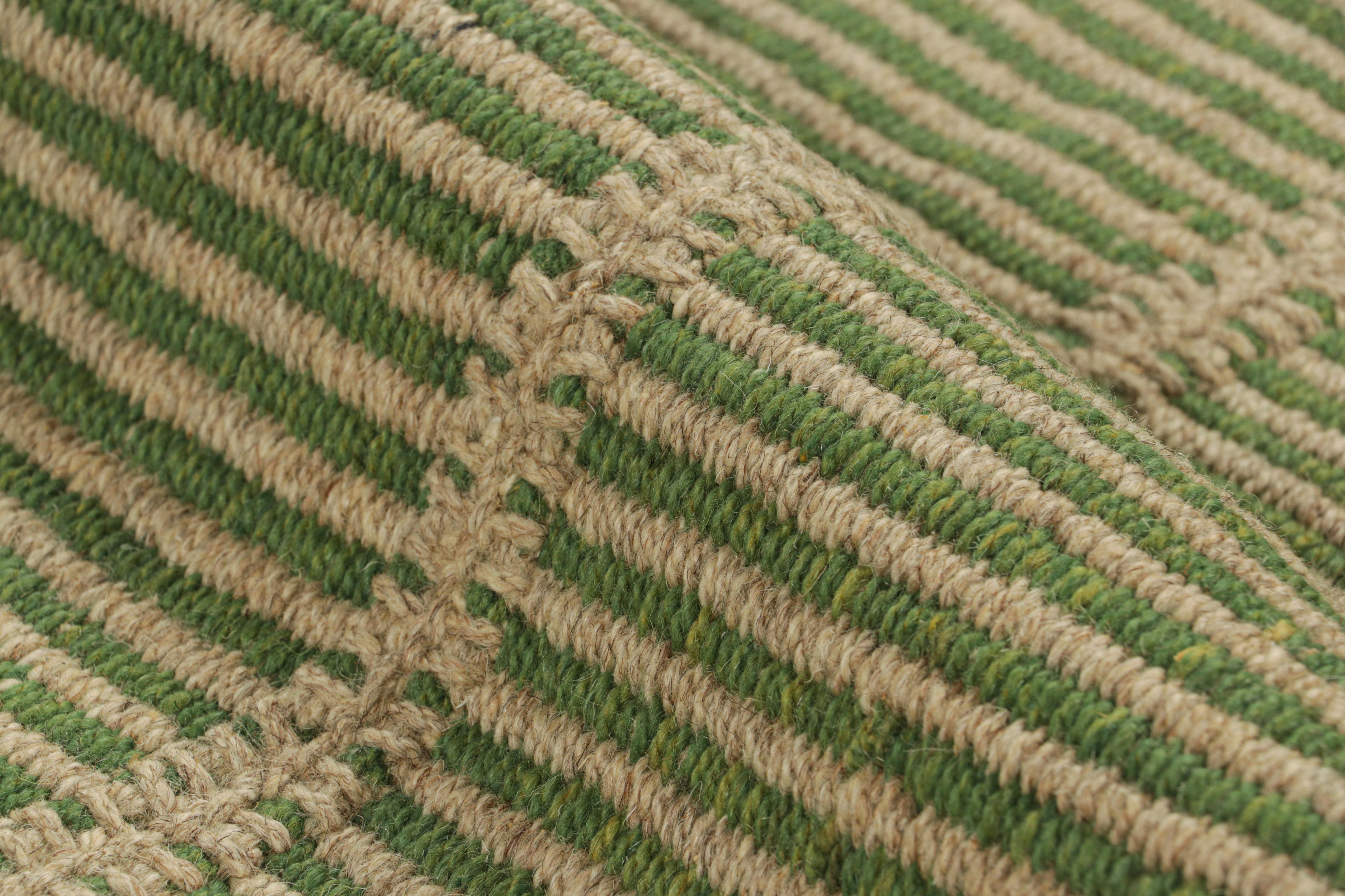 Rug & Kilim: Kilim contemporaneo a strisce in verde e marrone In condizioni Nuovo in vendita a Long Island City, NY
