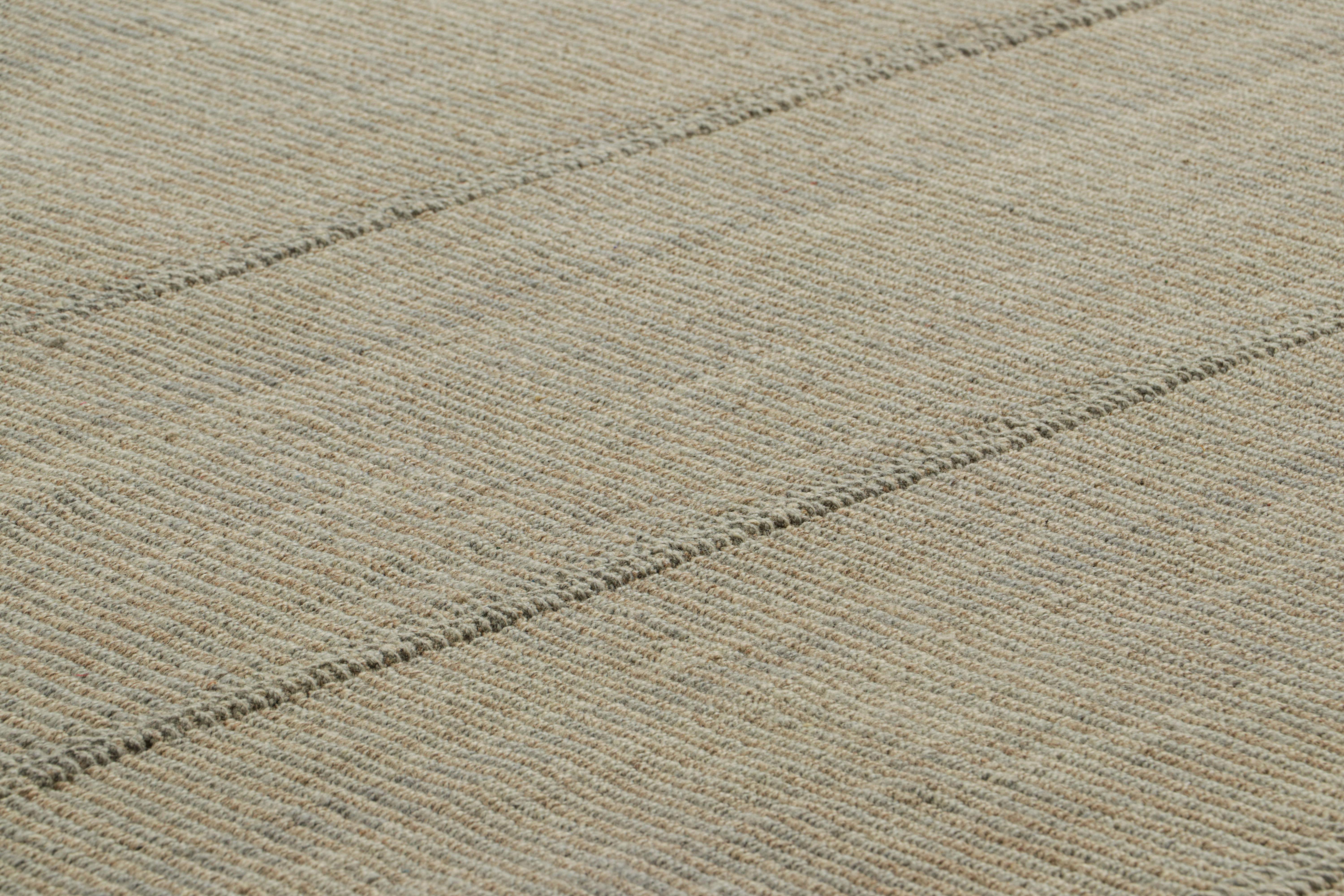 Handwoven in wool, this 9x12 contemporary Kilim is from an exciting new custom-capable flatweave collection by Rug & Kilim.

On the Design:

“Rez Kilim” represents a contemporary homage to Turkish and Persian panel-weaving styles in a textural