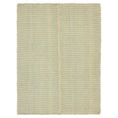 Rug & Kilim's Contemporary Kilim mit strukturierten Beige- und Blaustreifen