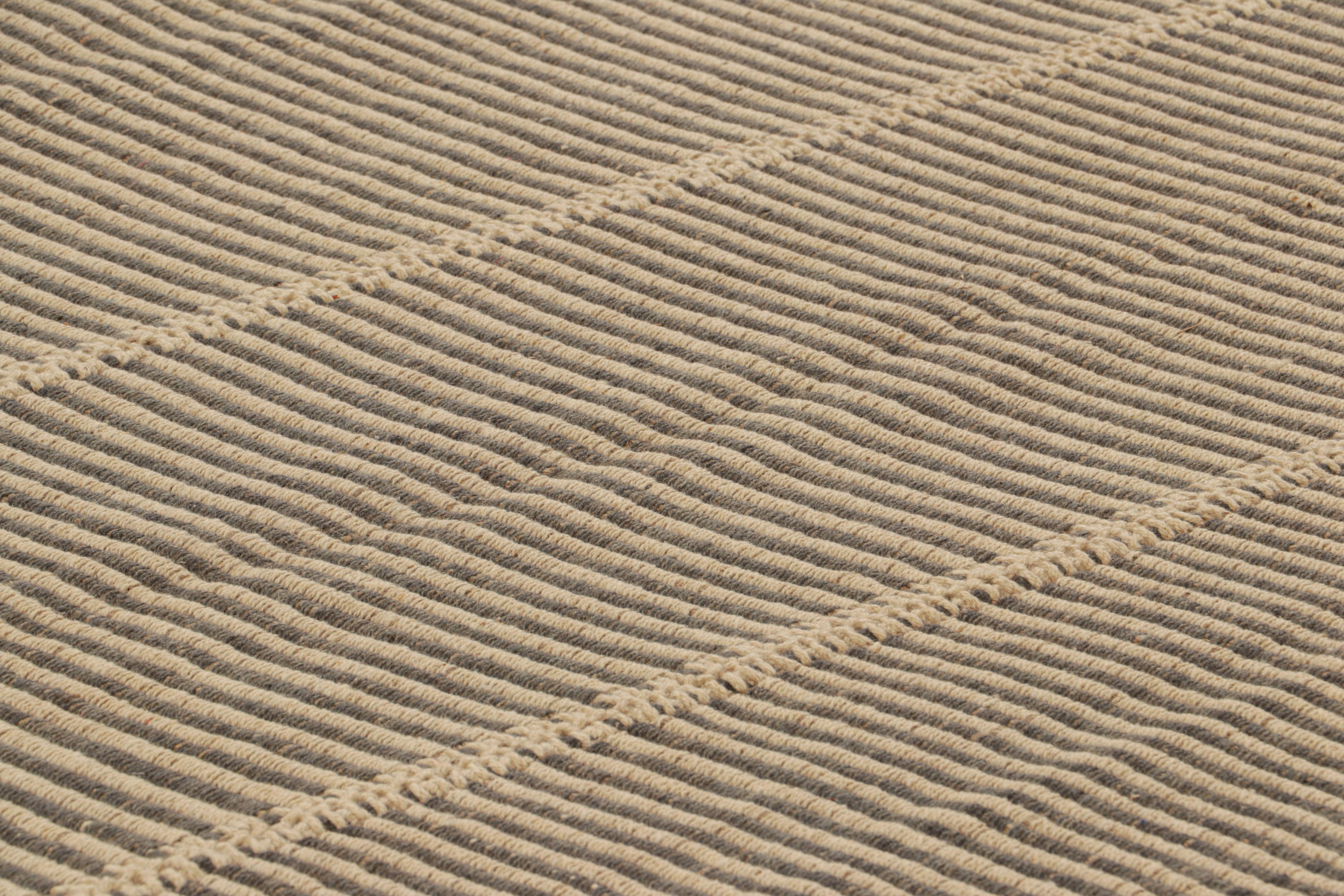 Handwoven in wool, this 9x12 contemporary Kilim is from an exciting new custom-capable flatweave collection by Rug & Kilim.

On the Design:

“Rez Kilim” represents a contemporary homage to Turkish and Persian panel-weaving styles in a textural