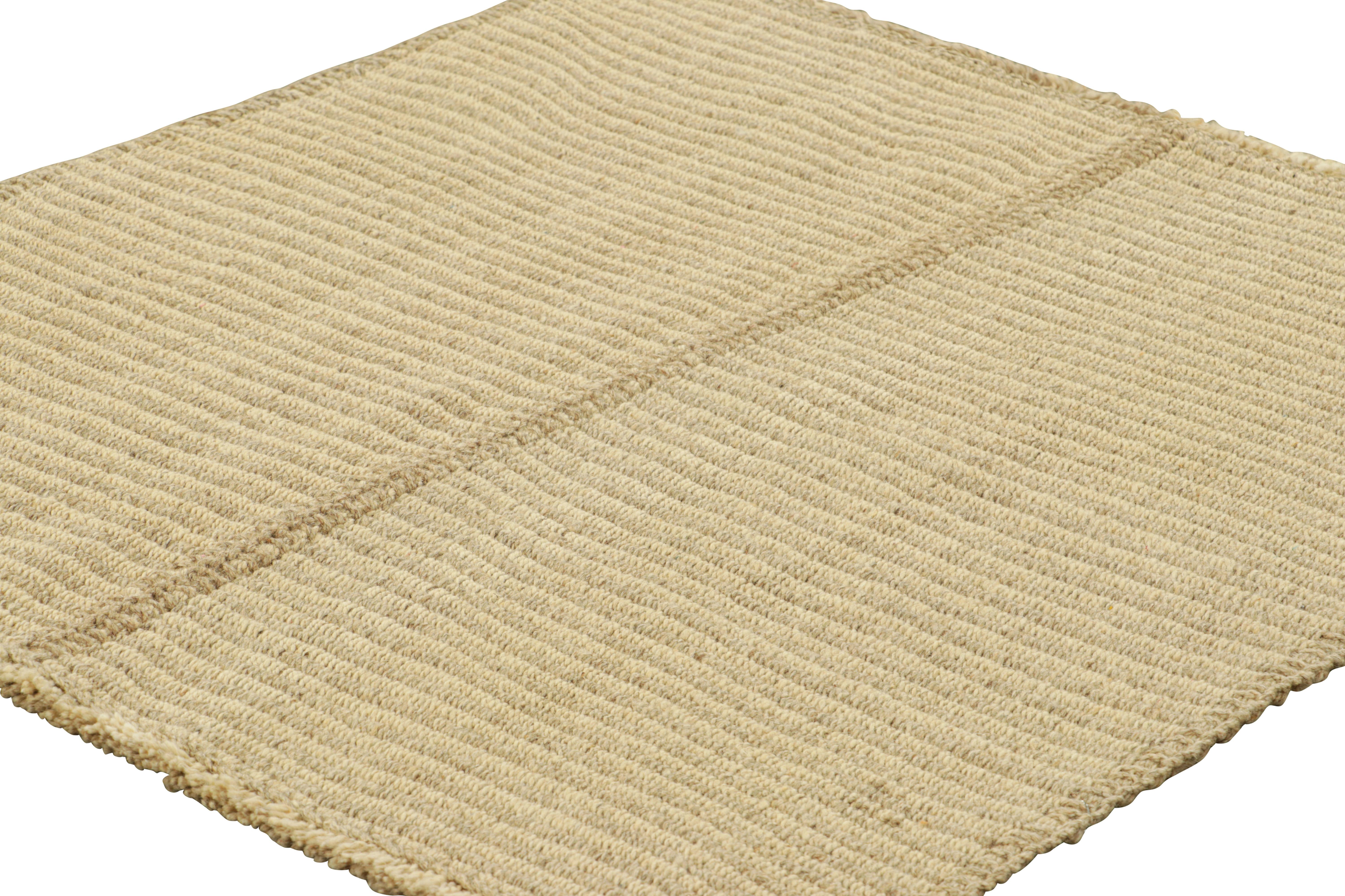 Kilim contemporáneo de Rug & Kilim con rayas texturadas en beige y marrón Afgano en venta