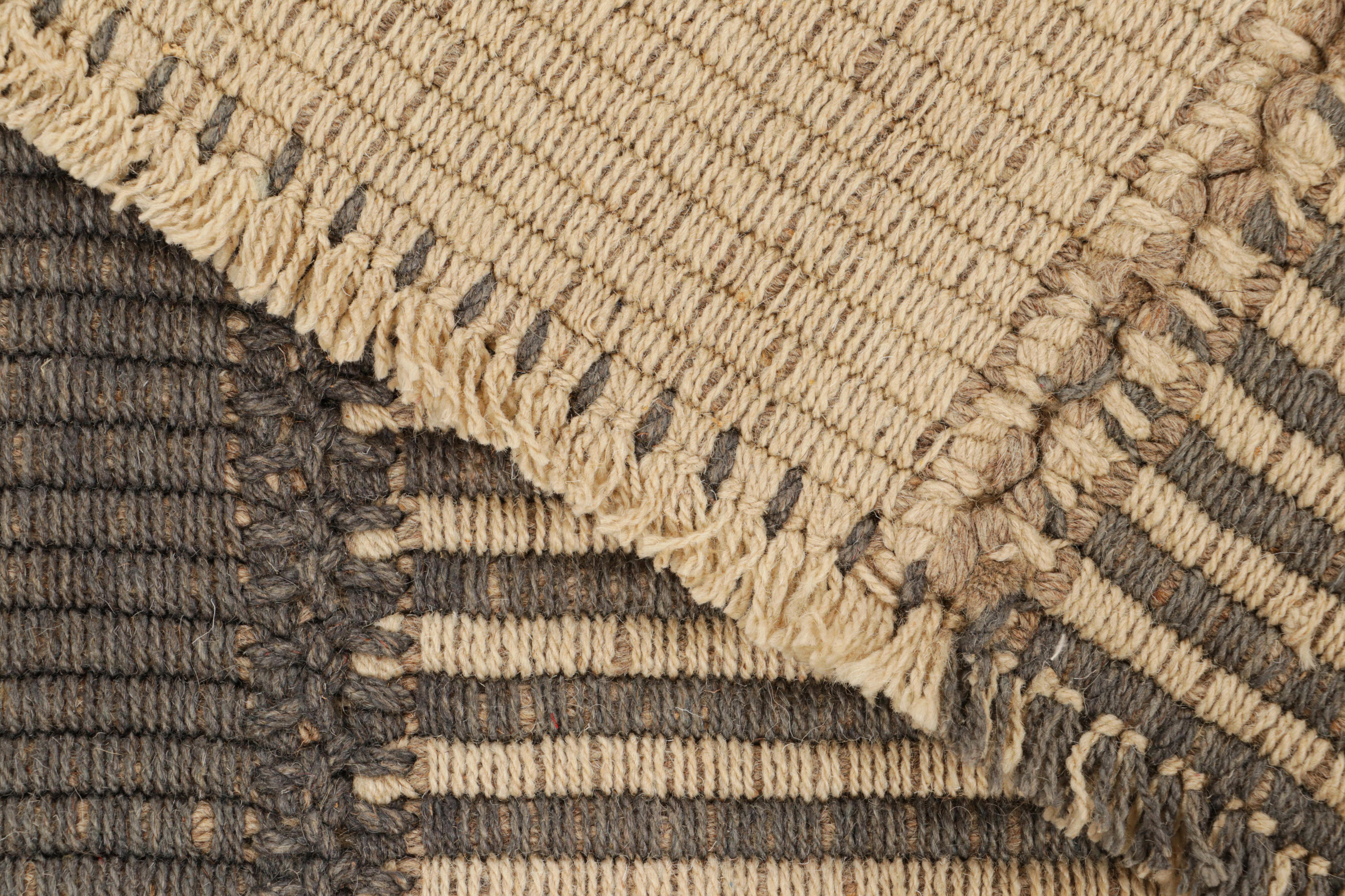 Rug & Kilim’s Contemporary Kilim with Textural Beige and Brown Stripes For Sale 1