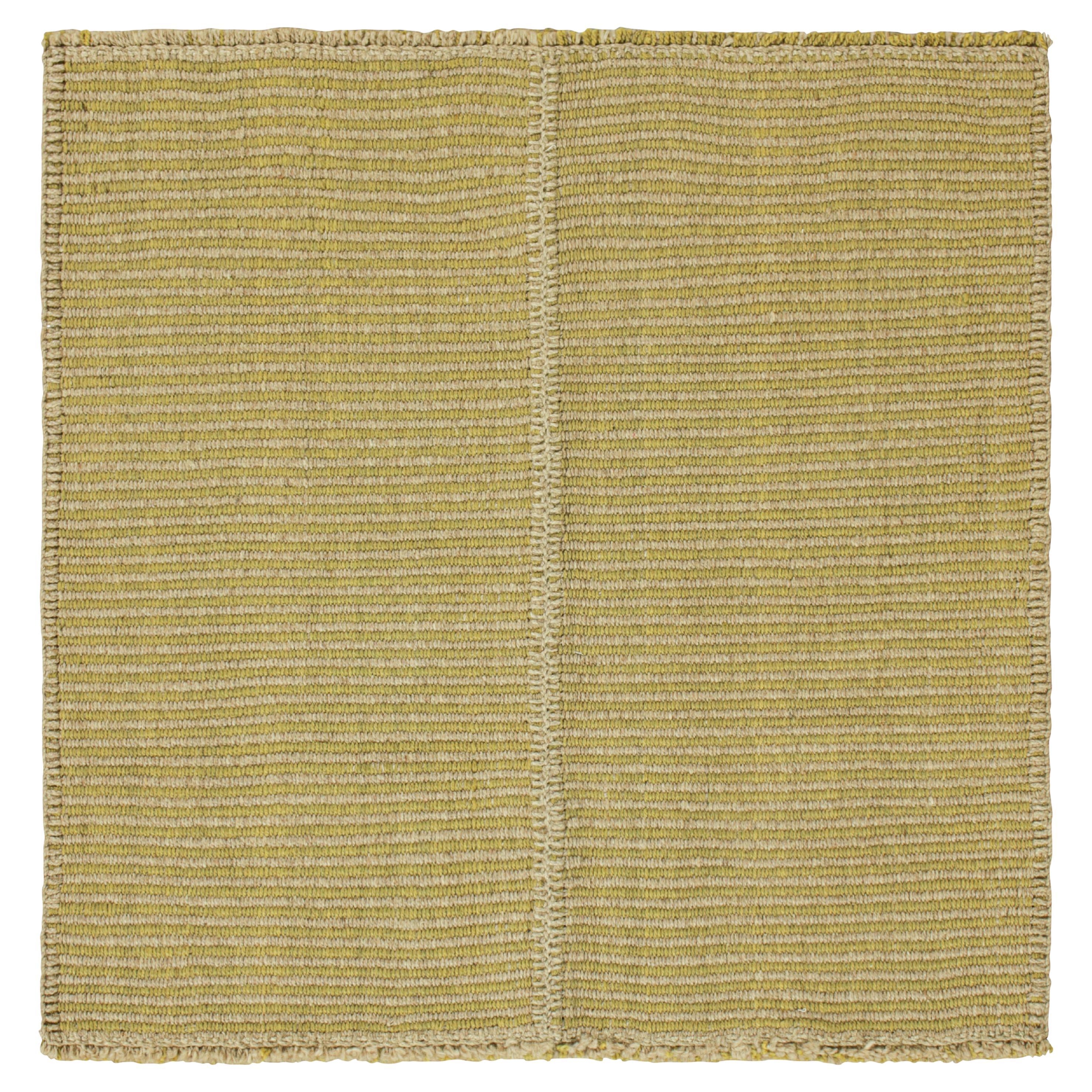 Rug & Kilim’s Contemporary Kilim with Textural Beige and Chartreuse Stripes