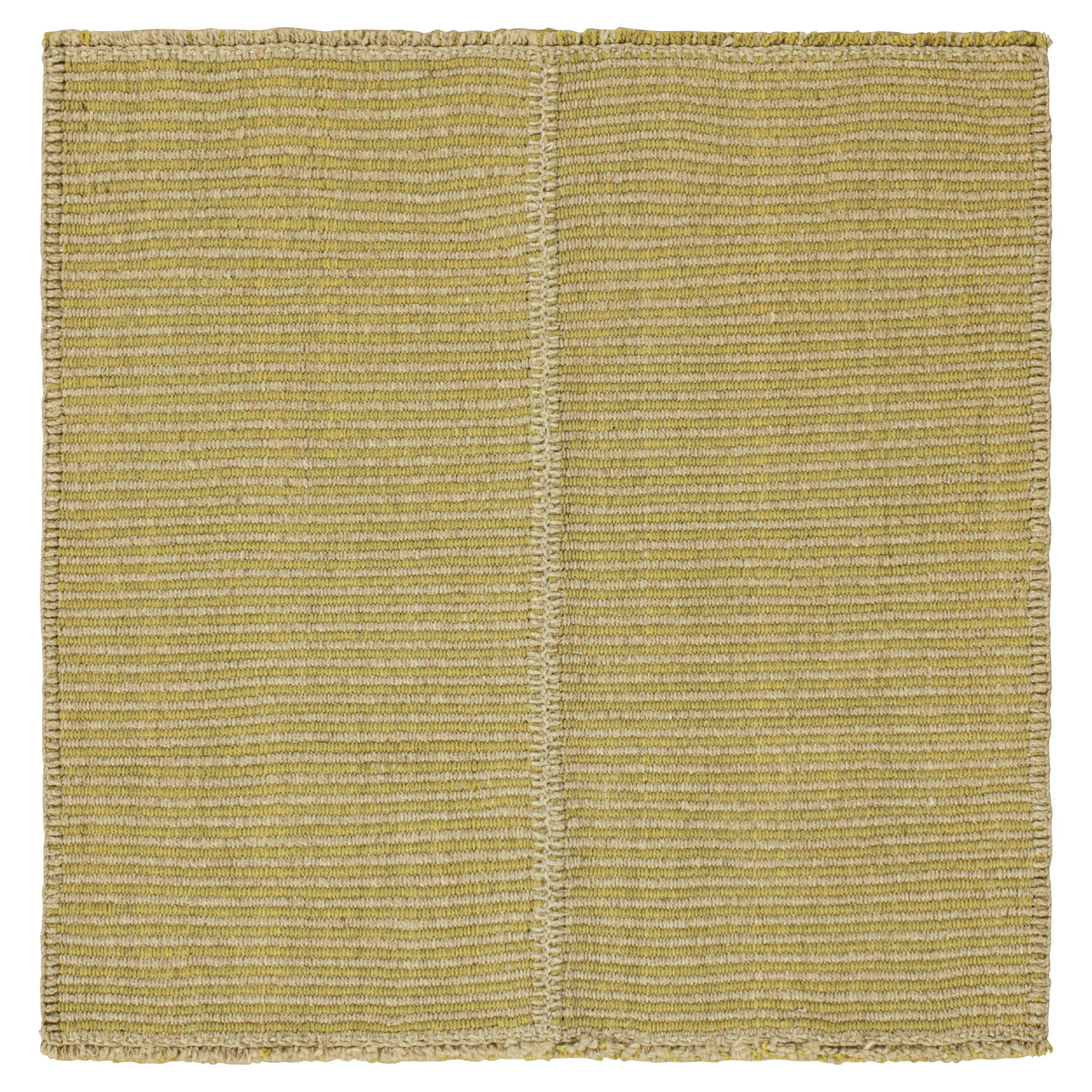 Rug & Kilim’s Contemporary Kilim with Textural Beige and Chartreuse Stripes