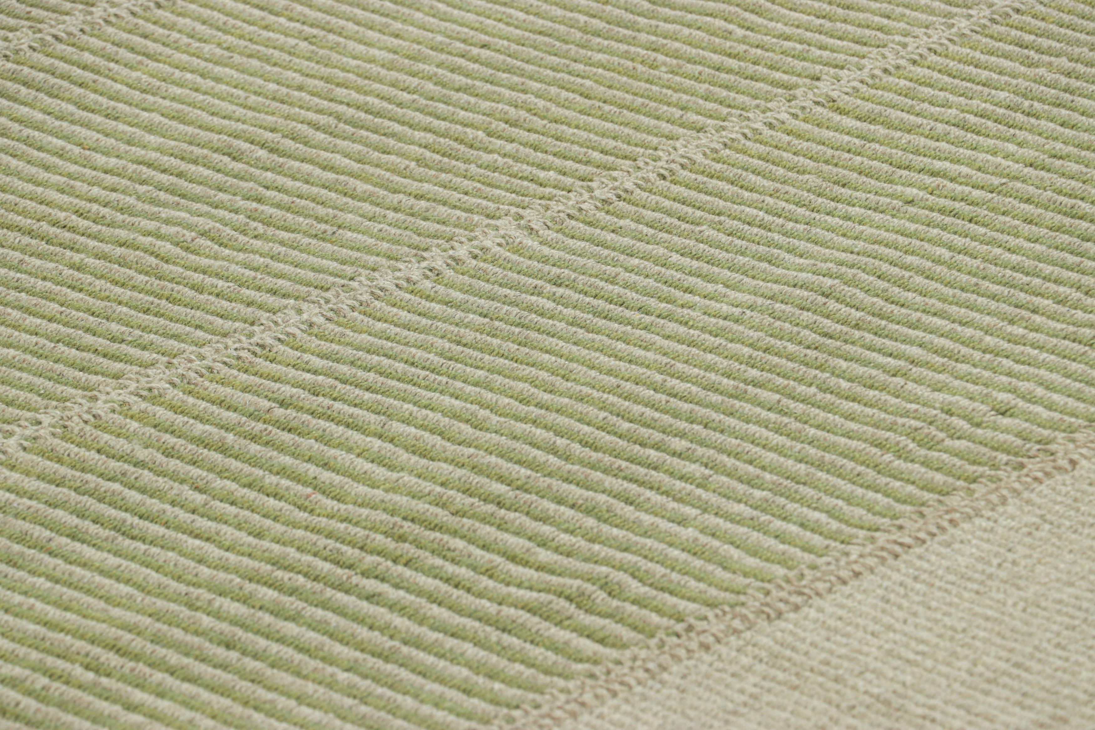 Handwoven in wool, this 8x10 contemporary Kilim is from an exciting new custom-capable flatweave collection by Rug & Kilim.

On the Design:

“Rez Kilim” represents a contemporary homage to Turkish and Persian panel-weaving styles in a textural