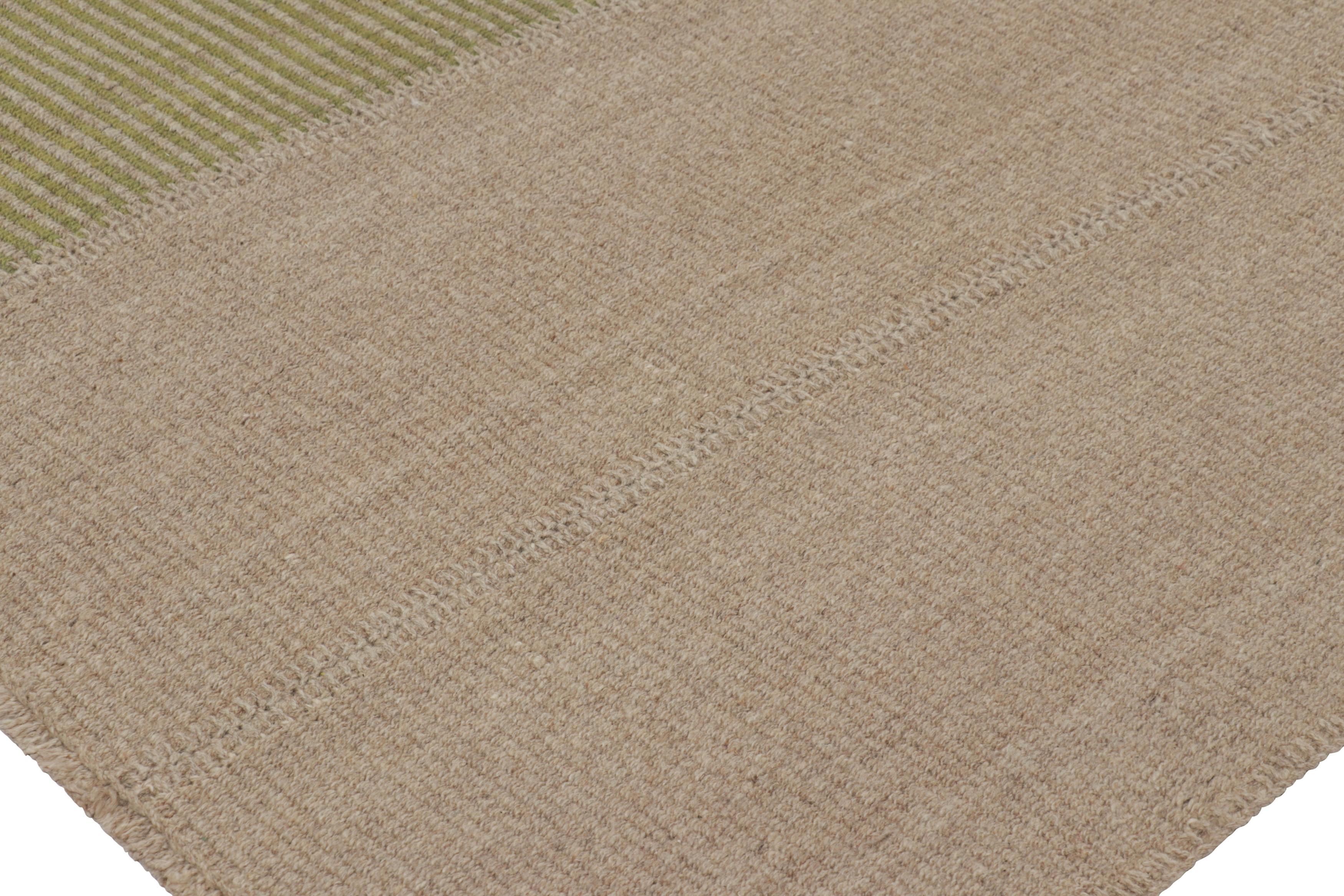 Kilim contemporáneo de Rug & Kilim con rayas beige y verdes texturadas en Nuevo estado para la venta en Long Island City, NY