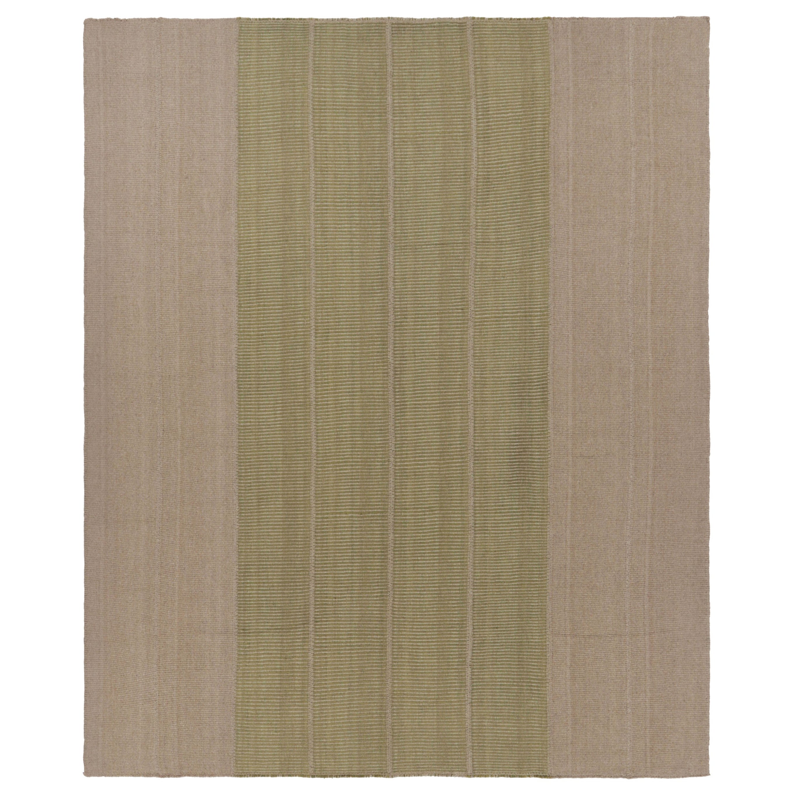 Rug 
Kilim
s Contemporary Kilim mit strukturierten beigefarbenen und grünen Streifen