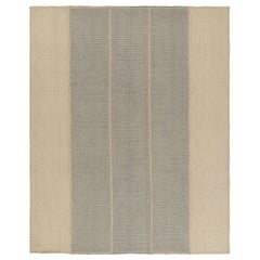 Rug 
Kilim
s Zeitgenössischer Kelim mit strukturierten beigefarbenen und eisblauen Streifen