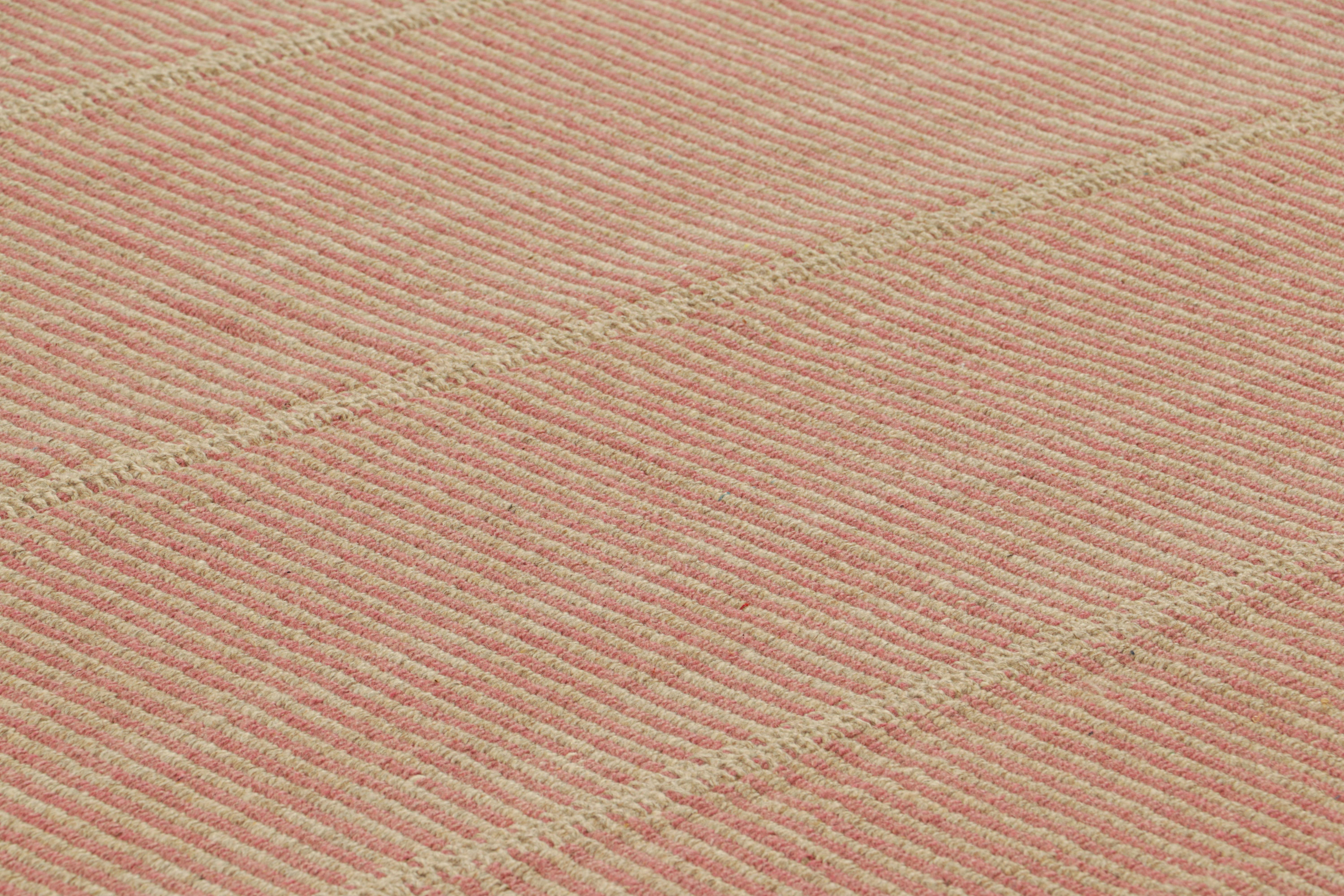 Handwoven in wool, this 9x12 contemporary Kilim is from an exciting new custom-capable flatweave collection by Rug & Kilim.

On the Design:

“Rez Kilim” represents a contemporary homage to Turkish and Persian panel-weaving styles in a textural