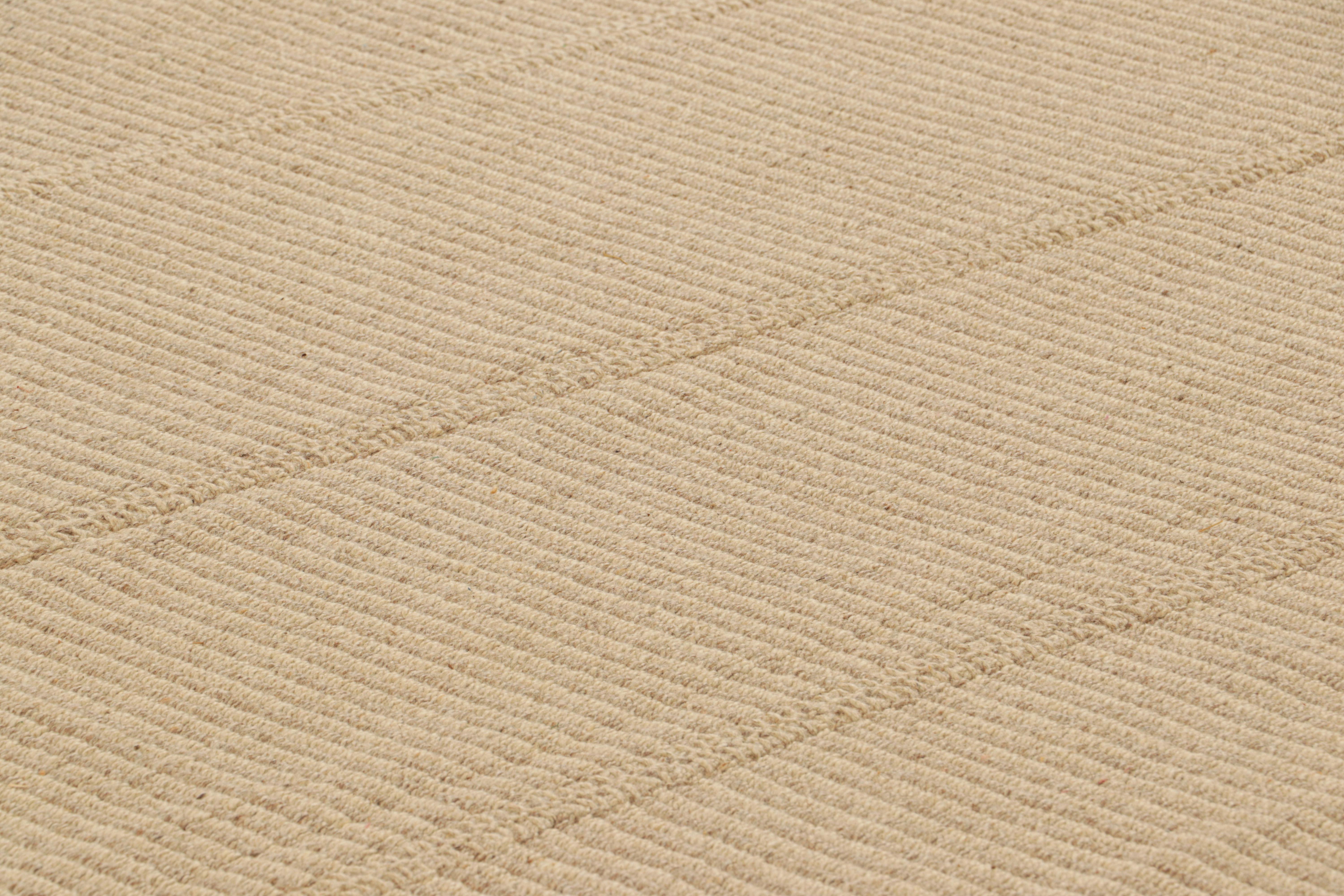 Handwoven in wool, this 9x12 contemporary Kilim is from an exciting new custom-capable flatweave collection by Rug & Kilim.

On the Design:

“Rez Kilim” represents a contemporary homage to Turkish and Persian panel-weaving styles in a textural