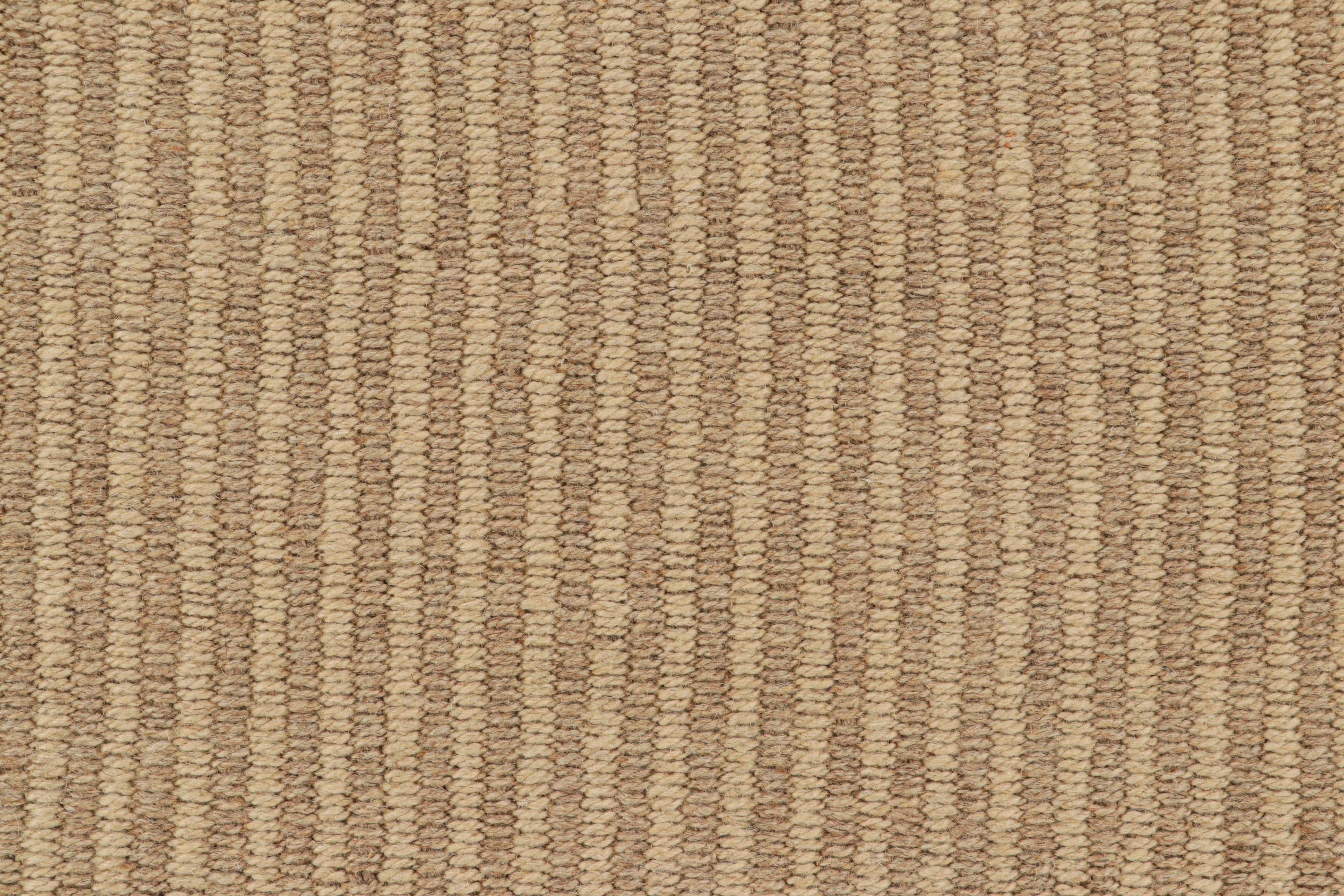 Afghan Rug & Kilim’s Contemporary Kilim with Textural Beige and Taupe Stripes