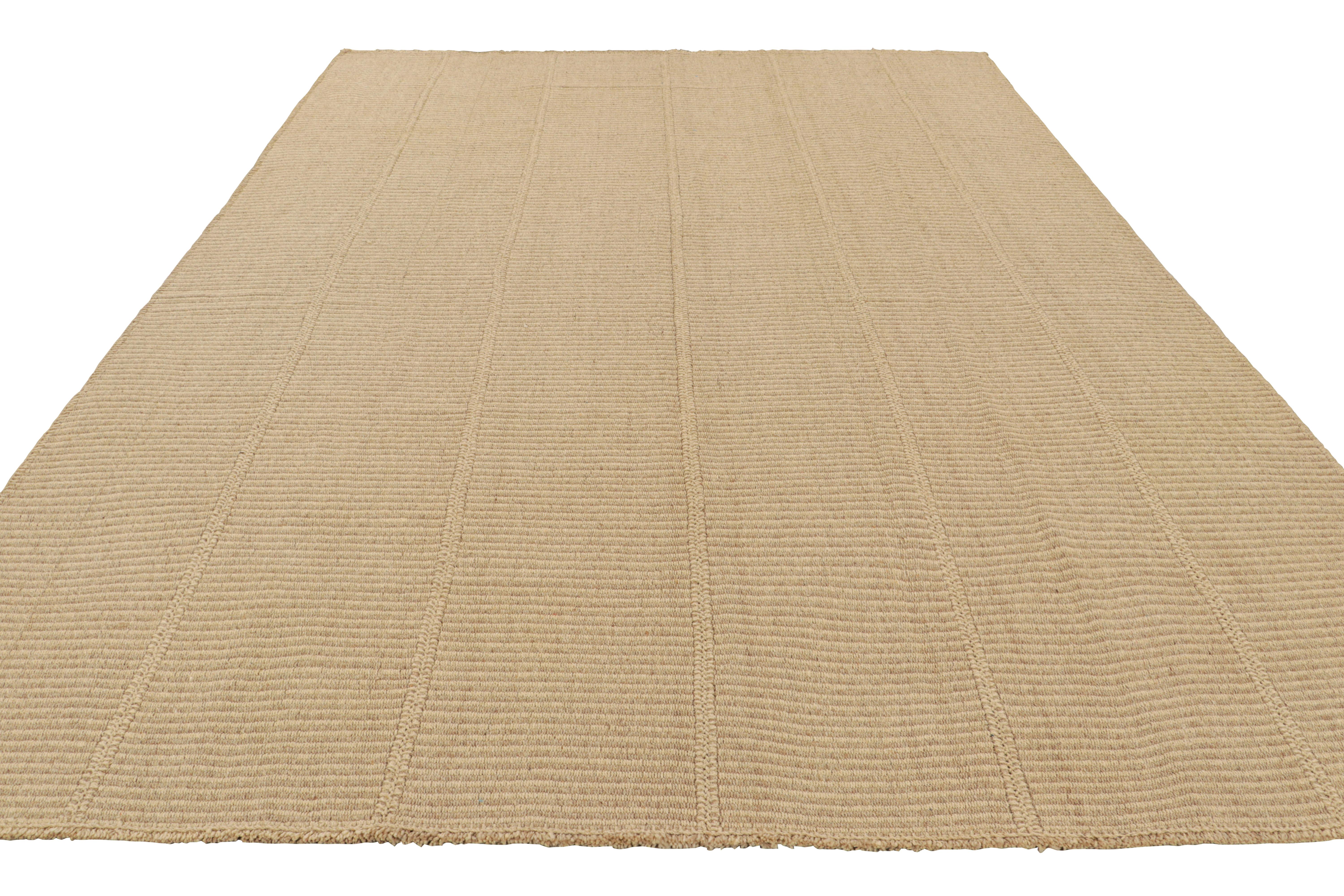 Rug & Kilim’s Contemporary Kilim with Textural Beige and Taupe Stripes In New Condition For Sale In Long Island City, NY