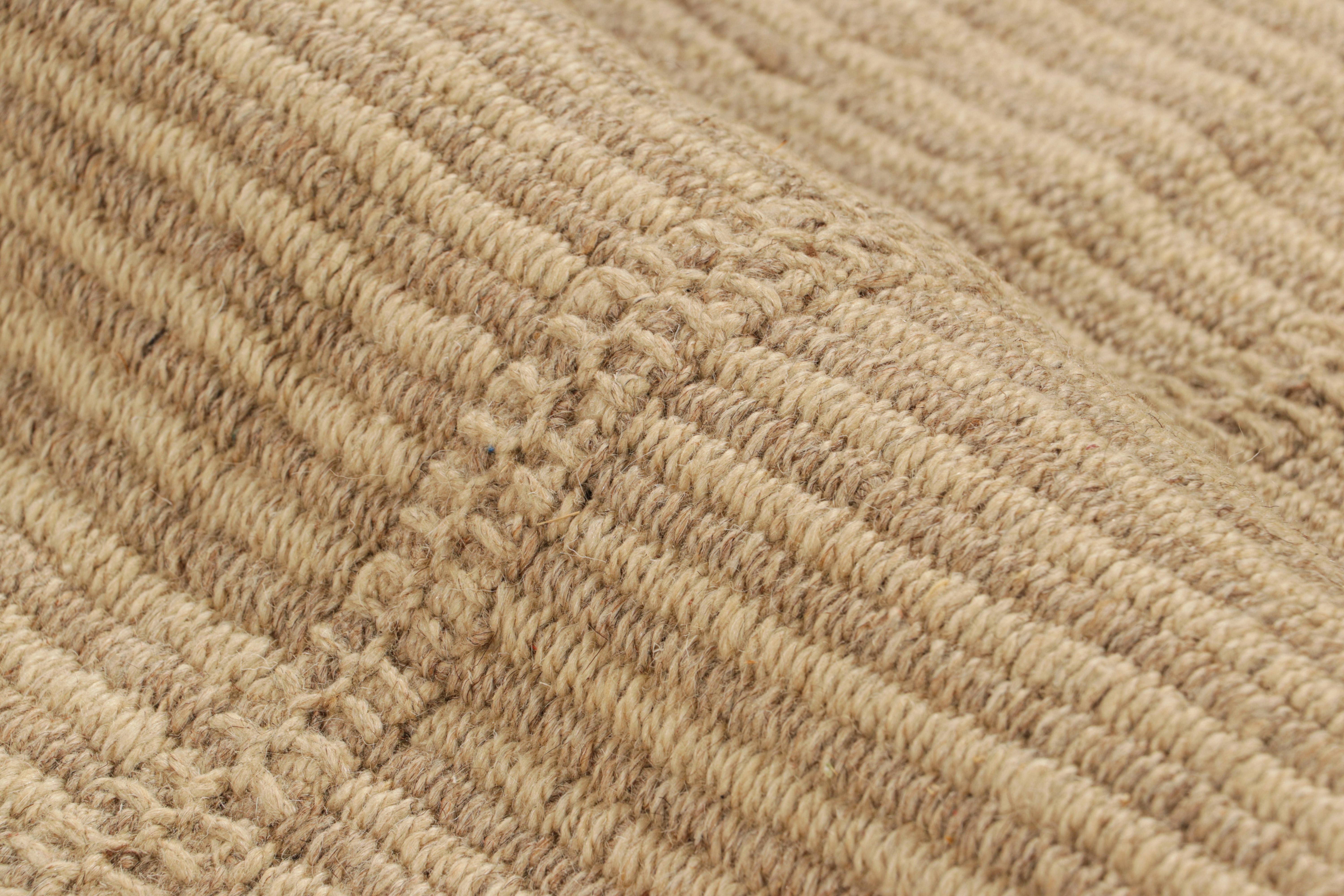 Wool Rug & Kilim’s Contemporary Kilim with Textural Beige and Taupe Stripes