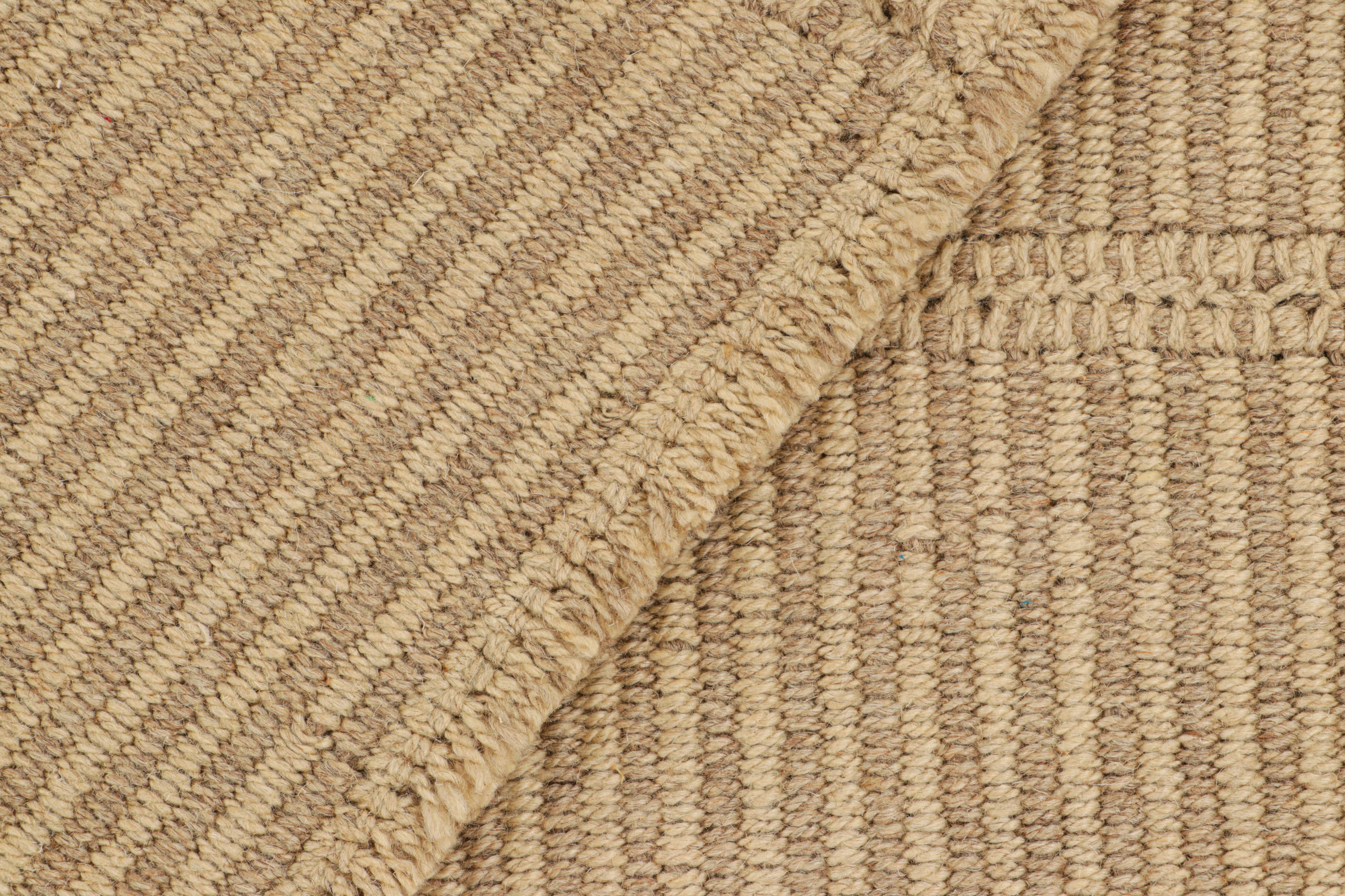 Rug & Kilim’s Contemporary Kilim with Textural Beige and Taupe Stripes For Sale 1