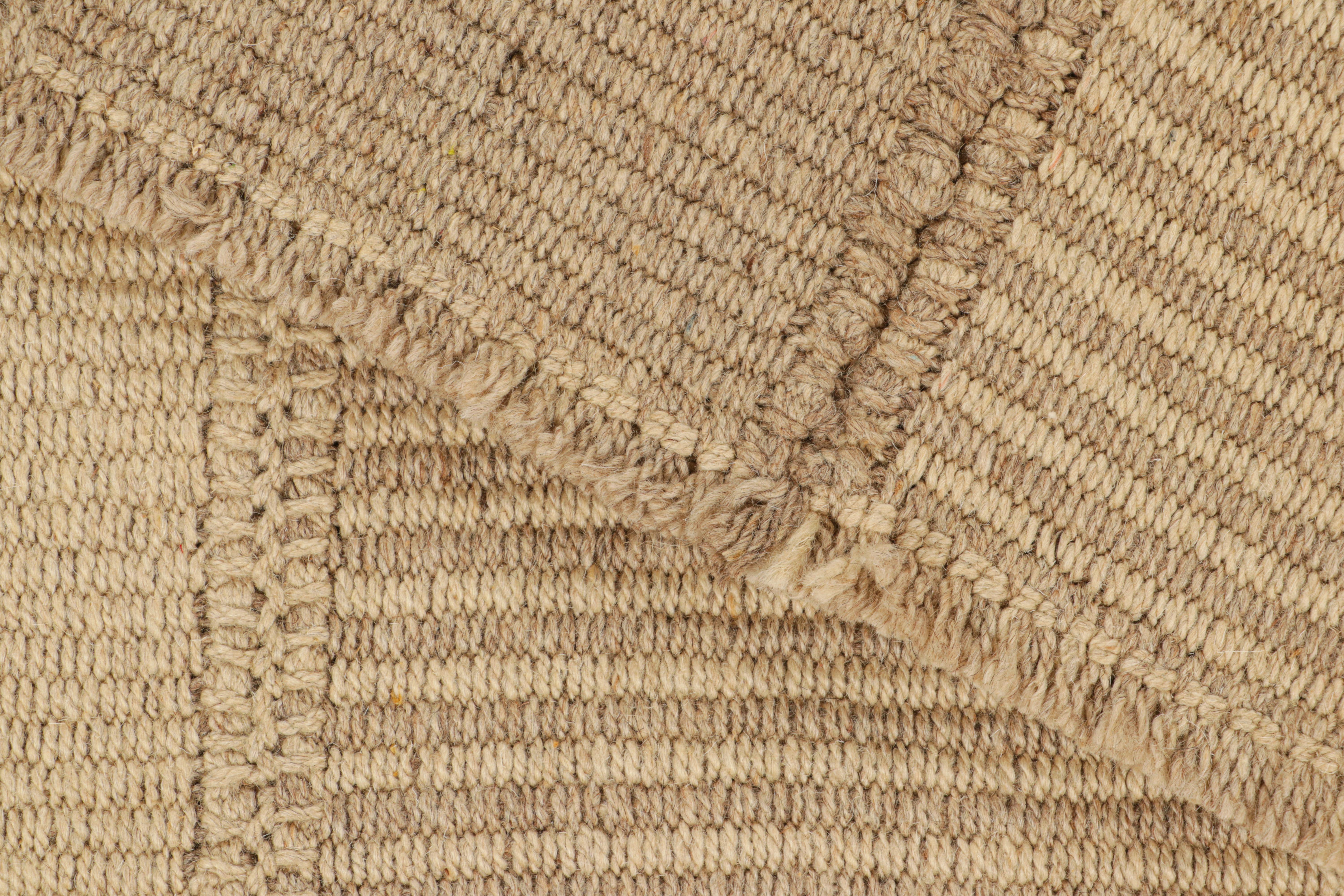 Rug & Kilim’s Contemporary Kilim with Textural Beige and Taupe Stripes 1