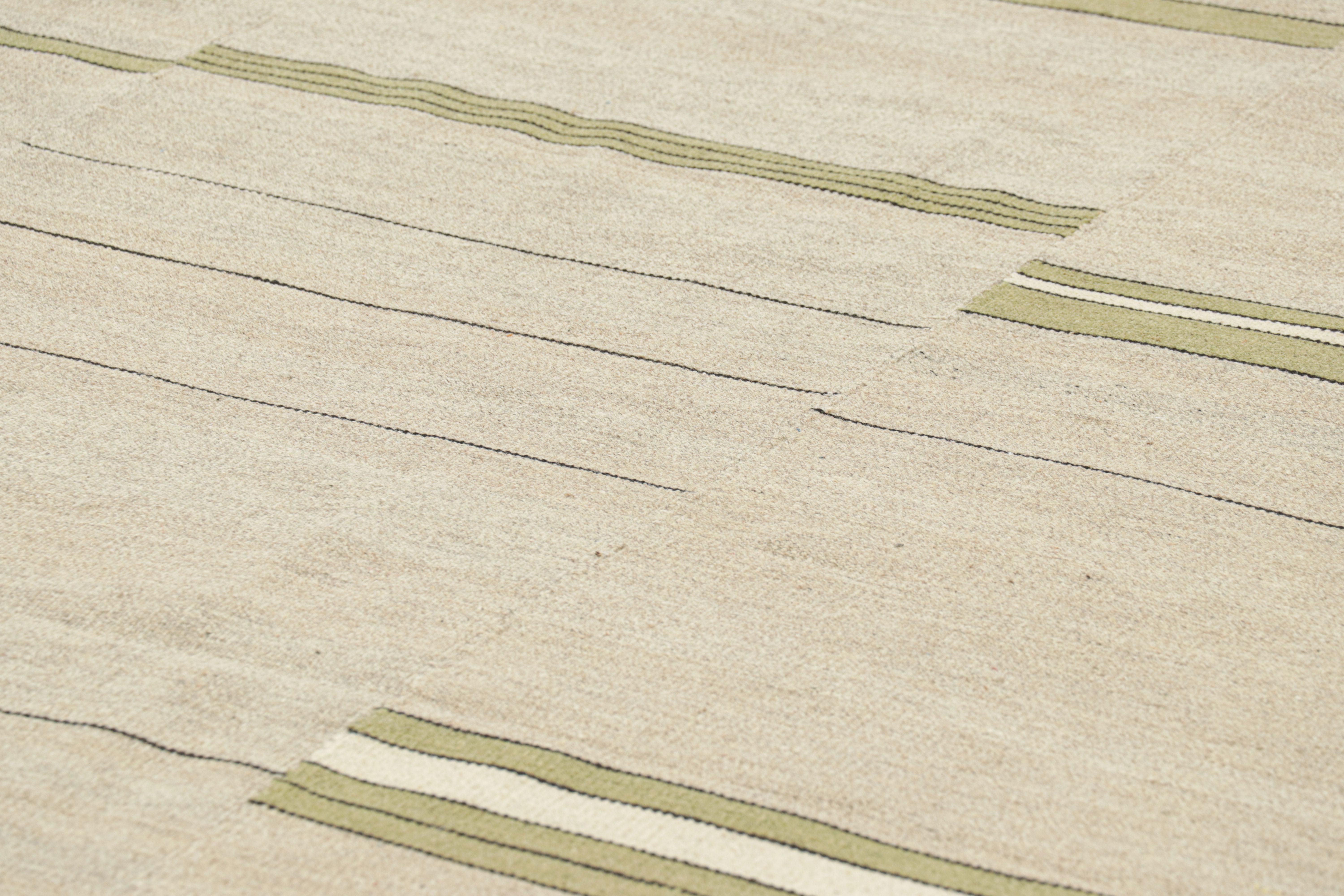Handwoven in wool, this 9x12 contemporary Kilim is from an exciting new custom-capable flatweave collection by Rug & Kilim.

On the Design:

“Rez Kilim” represents a contemporary homage to Turkish and Persian panel-weaving styles in a textural