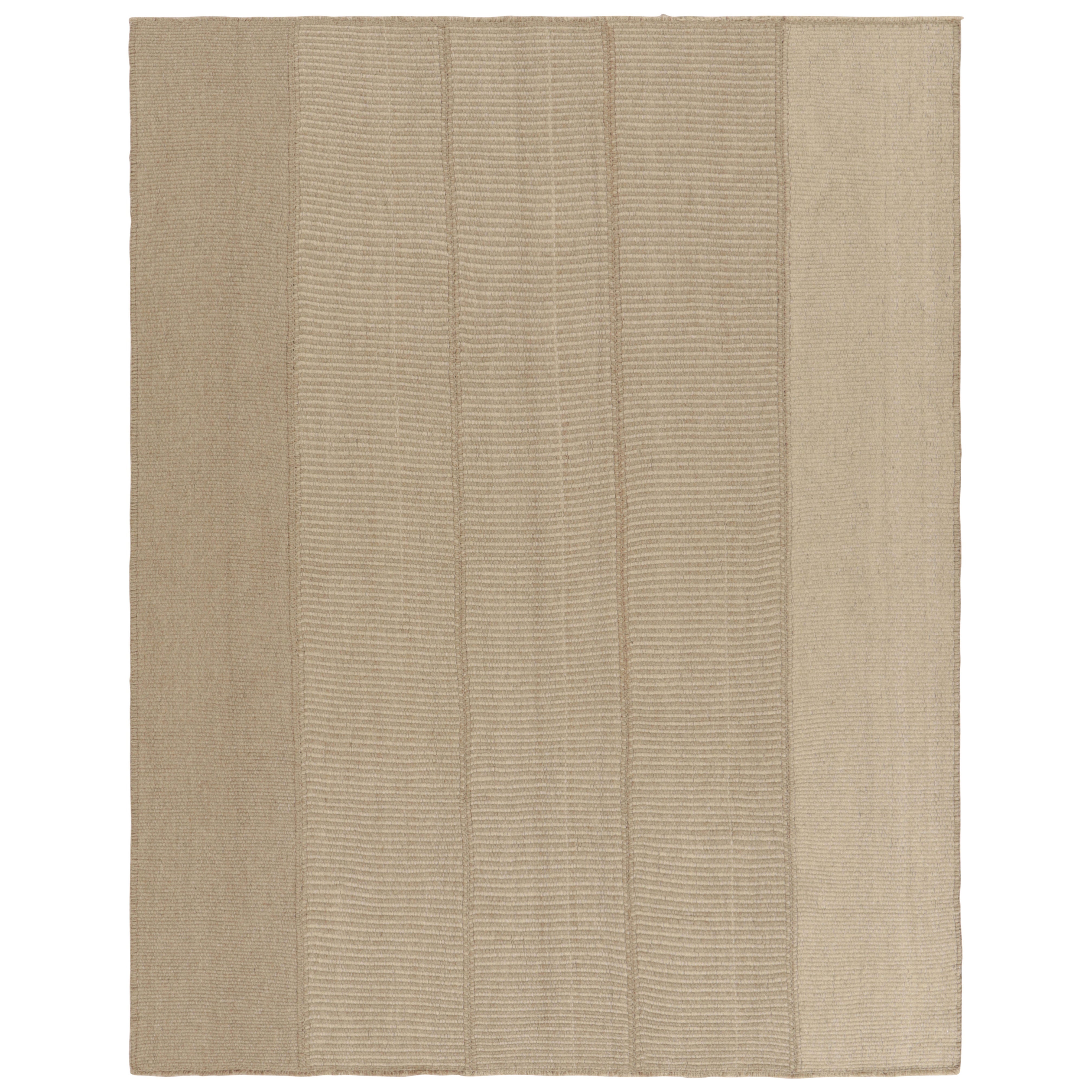 Rug & Kilim's Contemporary Kilim mit texturierten beigefarbenen Streifen