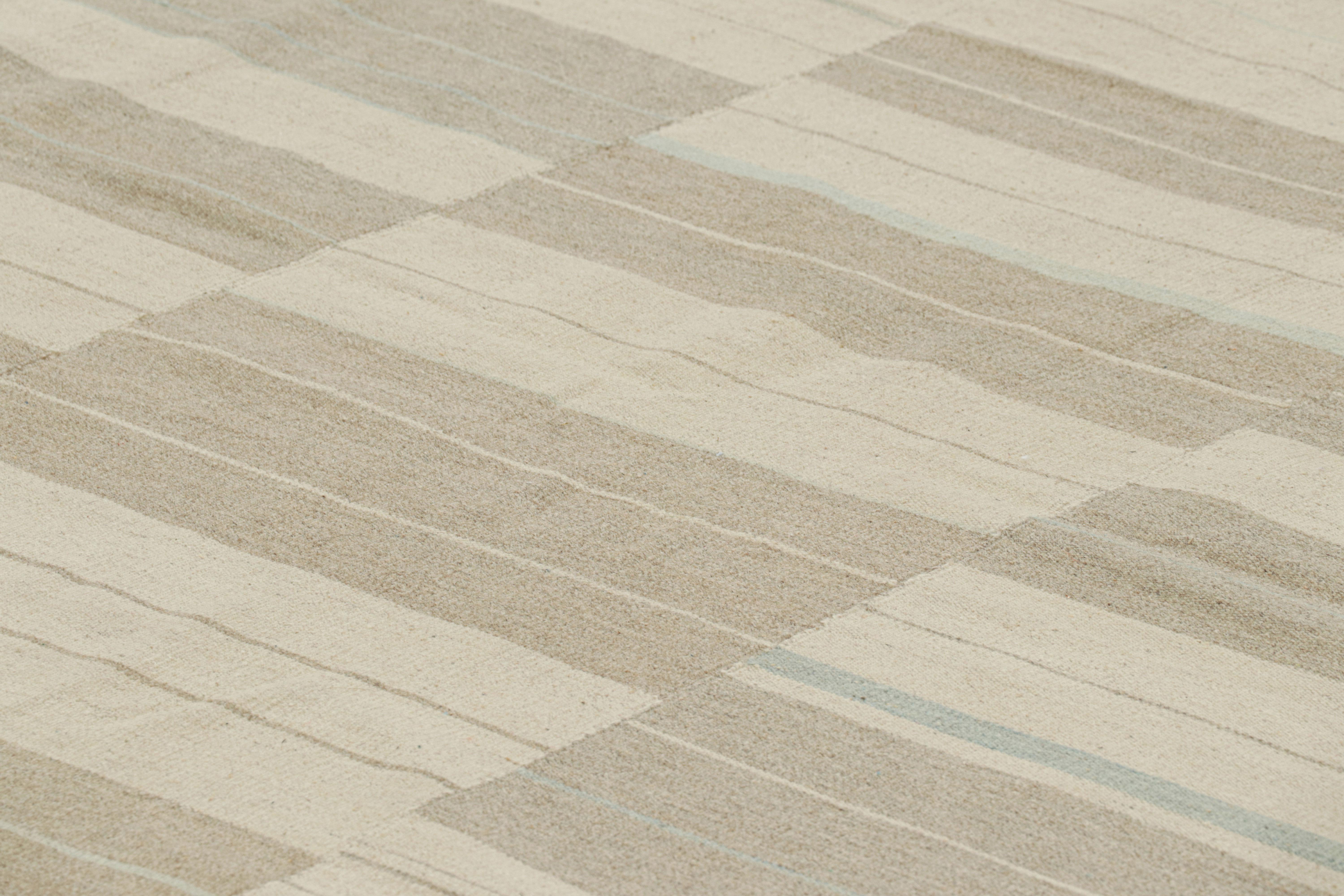 Handwoven in wool, this 9x12 contemporary Kilim is from an exciting new custom-capable flatweave collection by Rug & Kilim.

On the Design:

“Rez Kilim” represents a contemporary homage to Turkish and Persian panel-weaving styles in a textural
