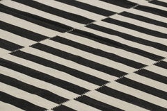 Rug & Kilim’s Contemporary Kilim with Textural Black and White Stripes