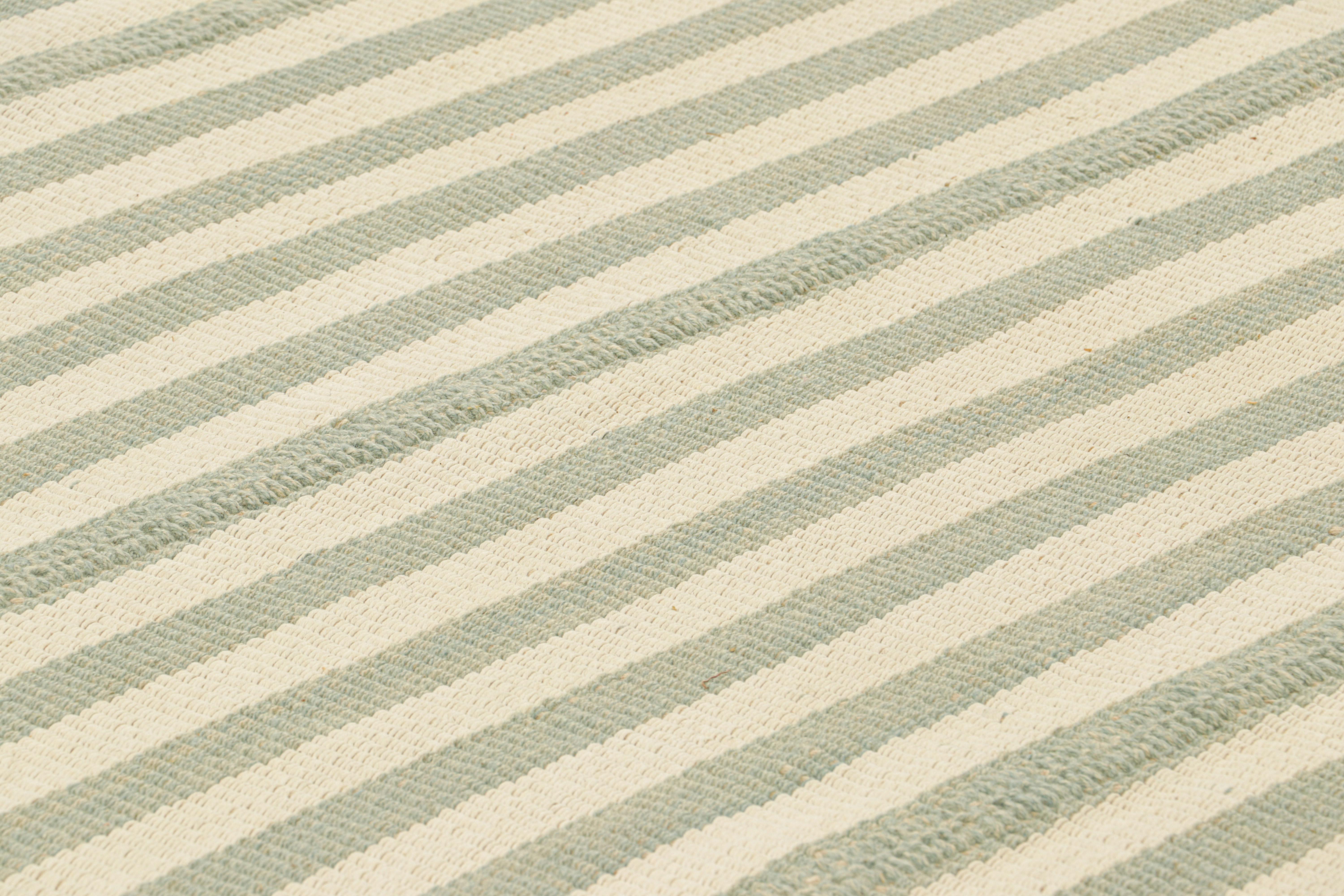 Handwoven in wool, this 8x12 contemporary Kilim is from an exciting new custom-capable flatweave collection by Rug & Kilim.

On the Design:

“Rez Kilim” represents a contemporary homage to Turkish and Persian panel-weaving styles in a textural