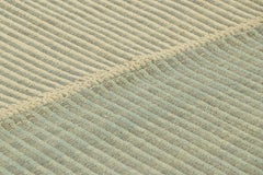 Rug & Kilim’s Contemporary Kilim with Textural Blue White and Gray Stripes