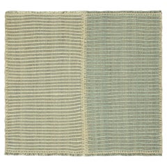 Rug & Kilim’s Contemporary Kilim with Textural Blue White and Gray Stripes