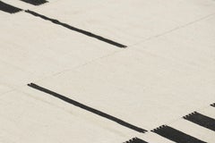 Rug & Kilim’s Contemporary Kilim with Textural Cream and Black Stripes