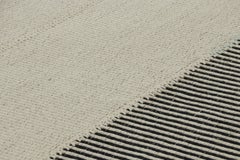 Rug & Kilim’s Contemporary Kilim with Textural Cream and Black Stripes
