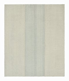 Rug & Kilim's Contemporary Kilim mit cremefarbenen und hellblauen Streifen
