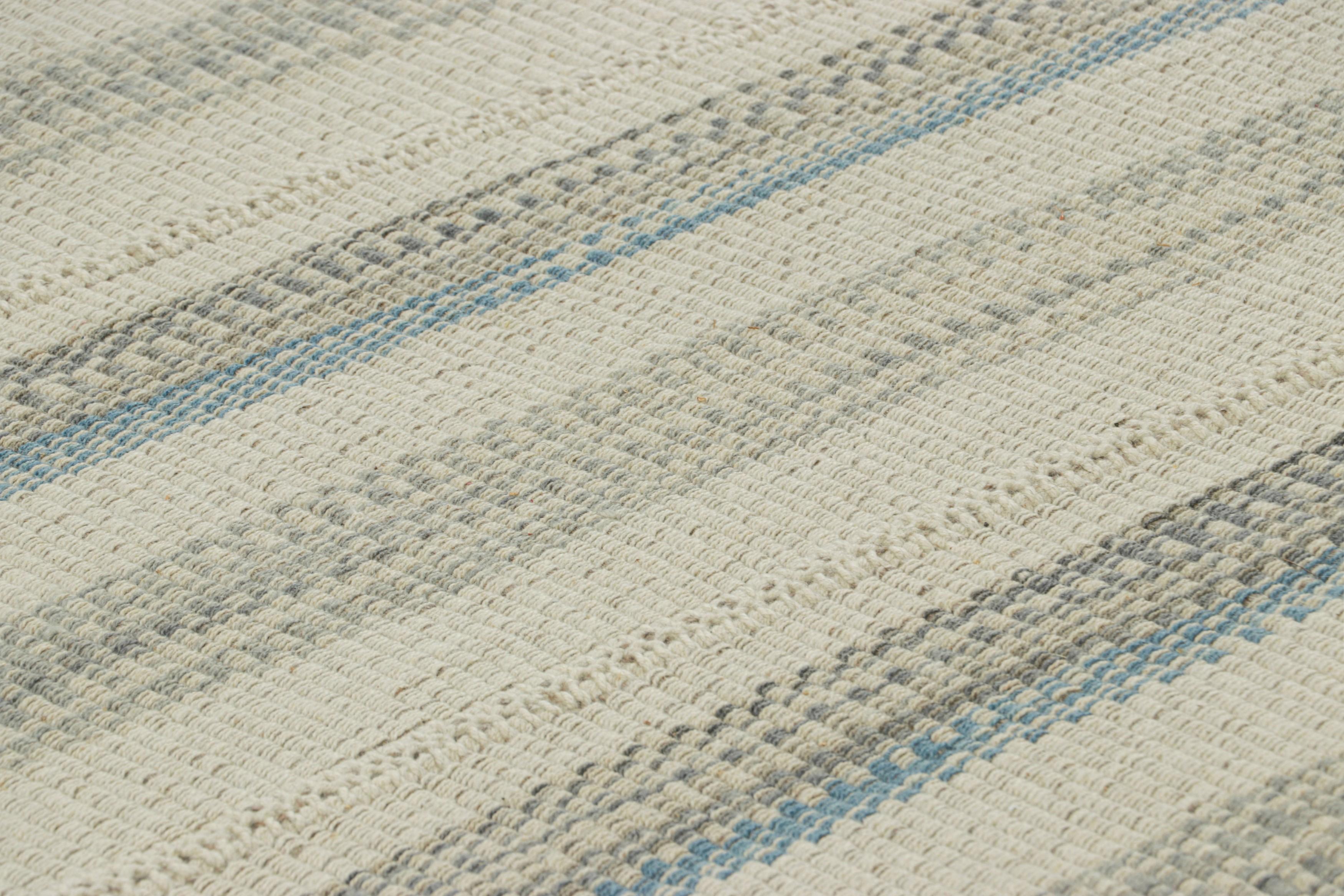 Dieser 8x11 große zeitgenössische Kilim aus handgewebter Wolle stammt aus einer aufregenden neuen Flachgewebe-Kollektion von Rug & Kilim, die nach Maß gefertigt wird.

Über das Design:


