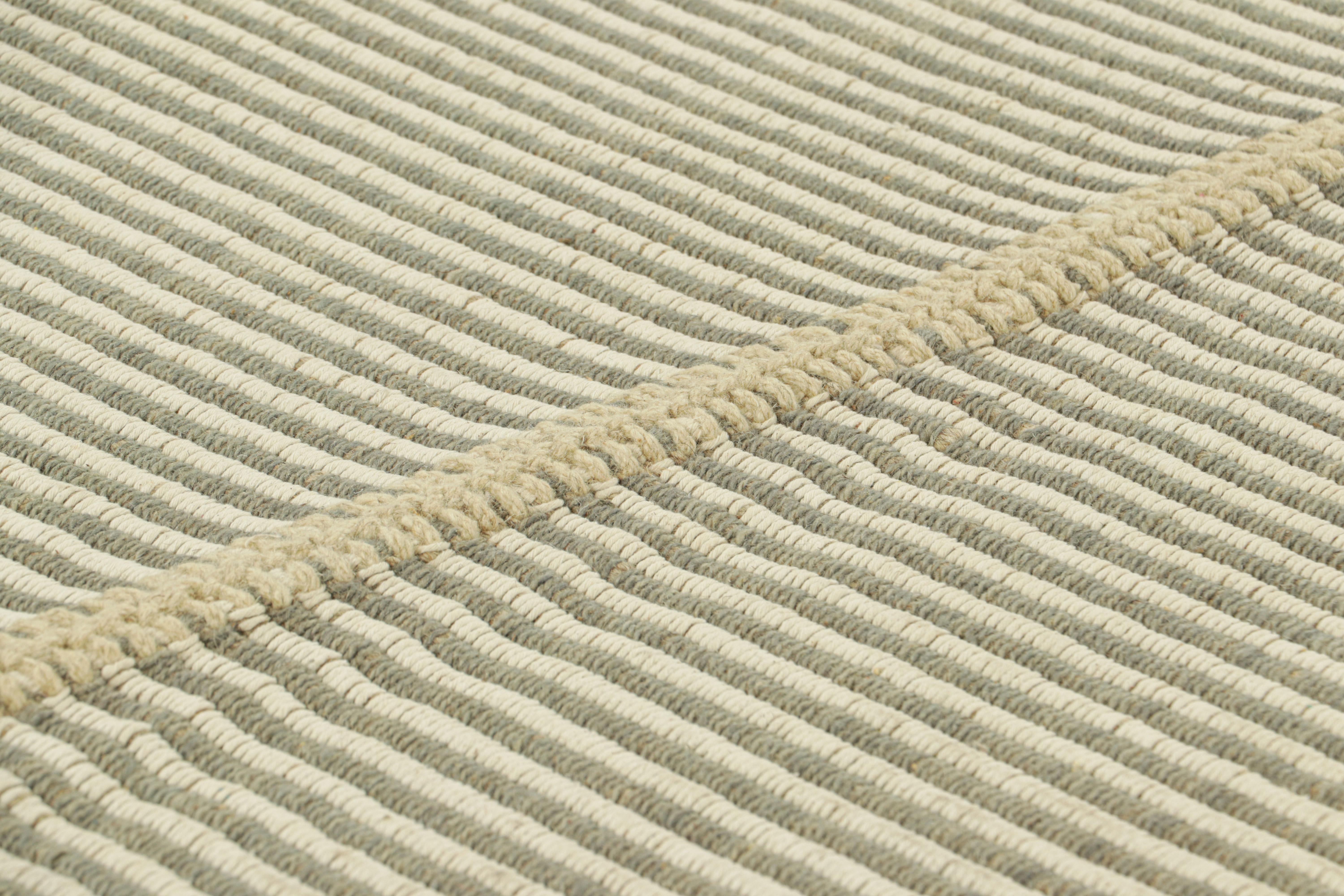 Handwoven in wool, this 3x4 Kilim is from an exciting new custom-capable flatweave collection by Rug & Kilim.

On the Design:

“Rez Kilim” represents a contemporary homage to Turkish and Persian panel-weaving styles in a textural approach to