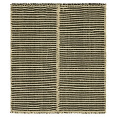 Rug & Kilim’s Contemporary Kilim with Textural Cream White and Black Stripes
