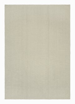 Rug & Kilim’s Contemporary Kilim with Textural Cream White and Blue Stripes