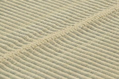 Rug & Kilim’s Contemporary Kilim with Textural Cream White and Gray Stripes