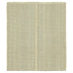 Rug & Kilim’s Contemporary Kilim with Textural Cream White and Gray Stripes