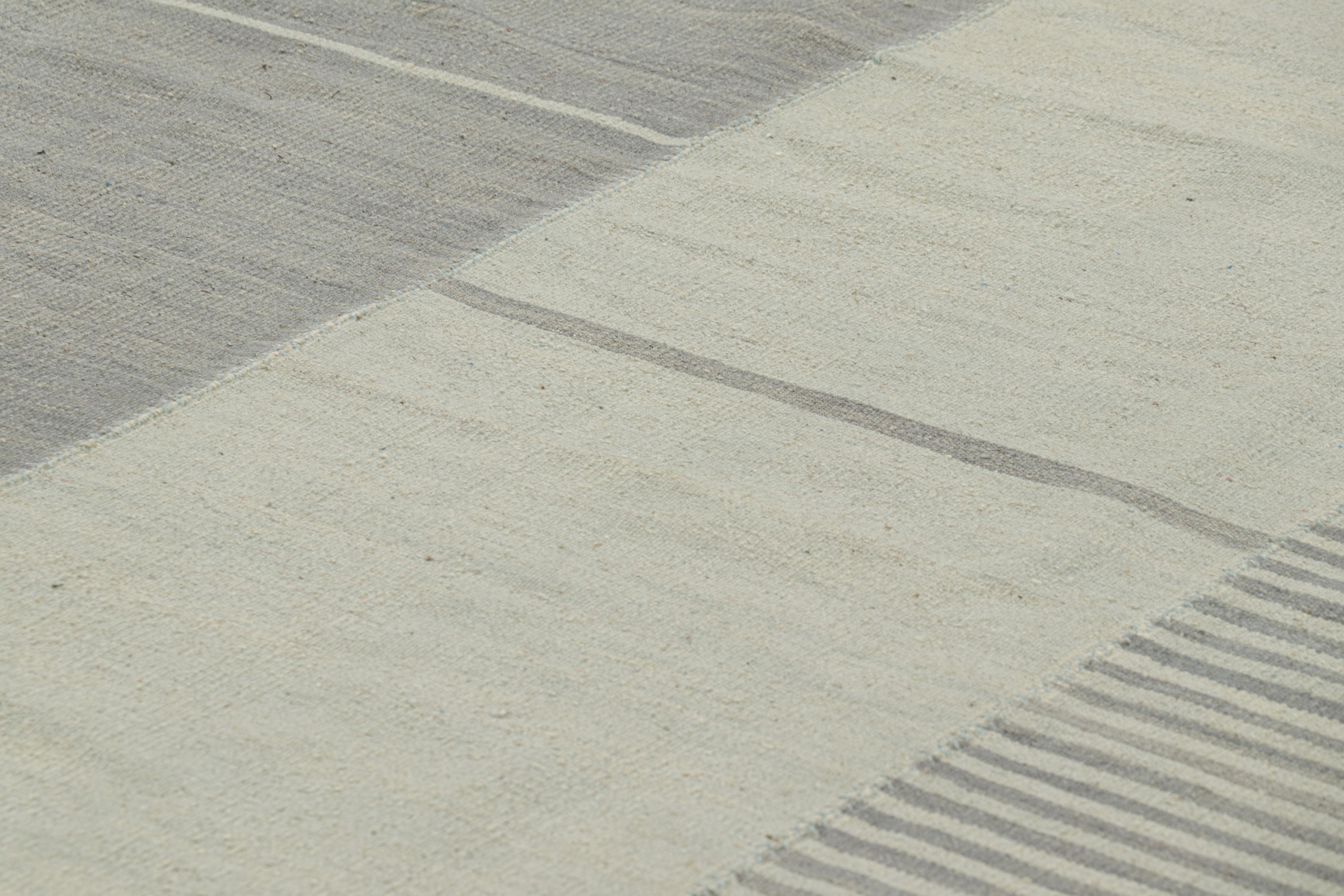 Handwoven in wool, this 7x10 contemporary Kilim is from an exciting new custom-capable flatweave collection by Rug & Kilim.

On the Design:

“Rez Kilim” represents a contemporary homage to Turkish and Persian panel-weaving styles in a textural