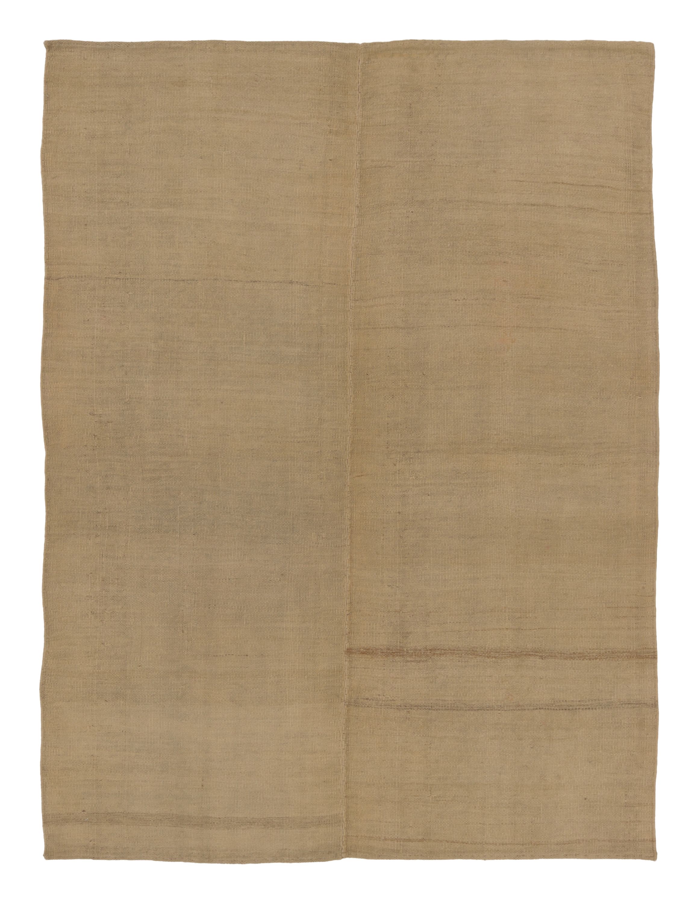 Pre-owned Rug & Kilim 's Contemporary Kilim With Tonal Stripes In Beige & Brown
