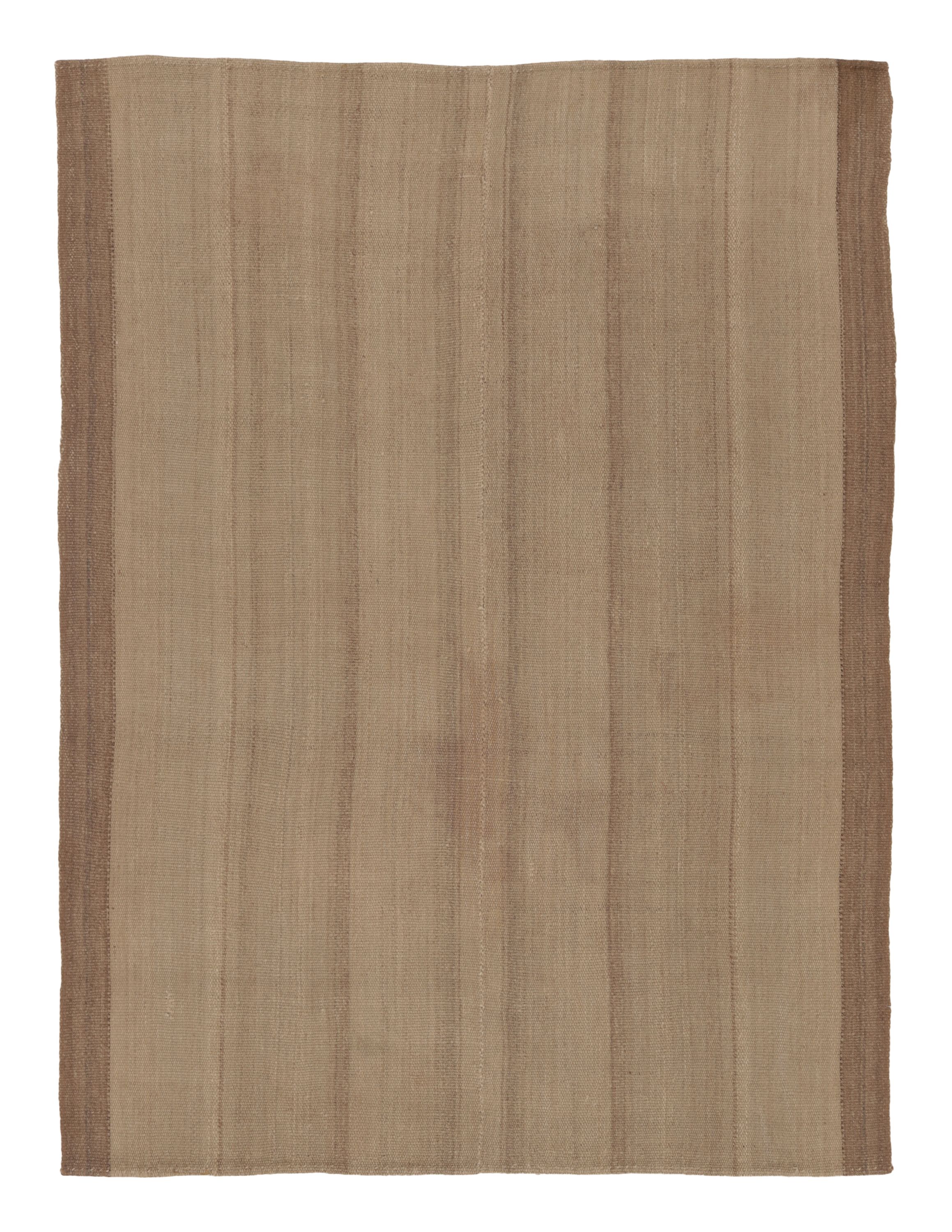 Pre-owned Rug & Kilim 's Contemporary Kilim With Tonal Stripes In Beige & Brown