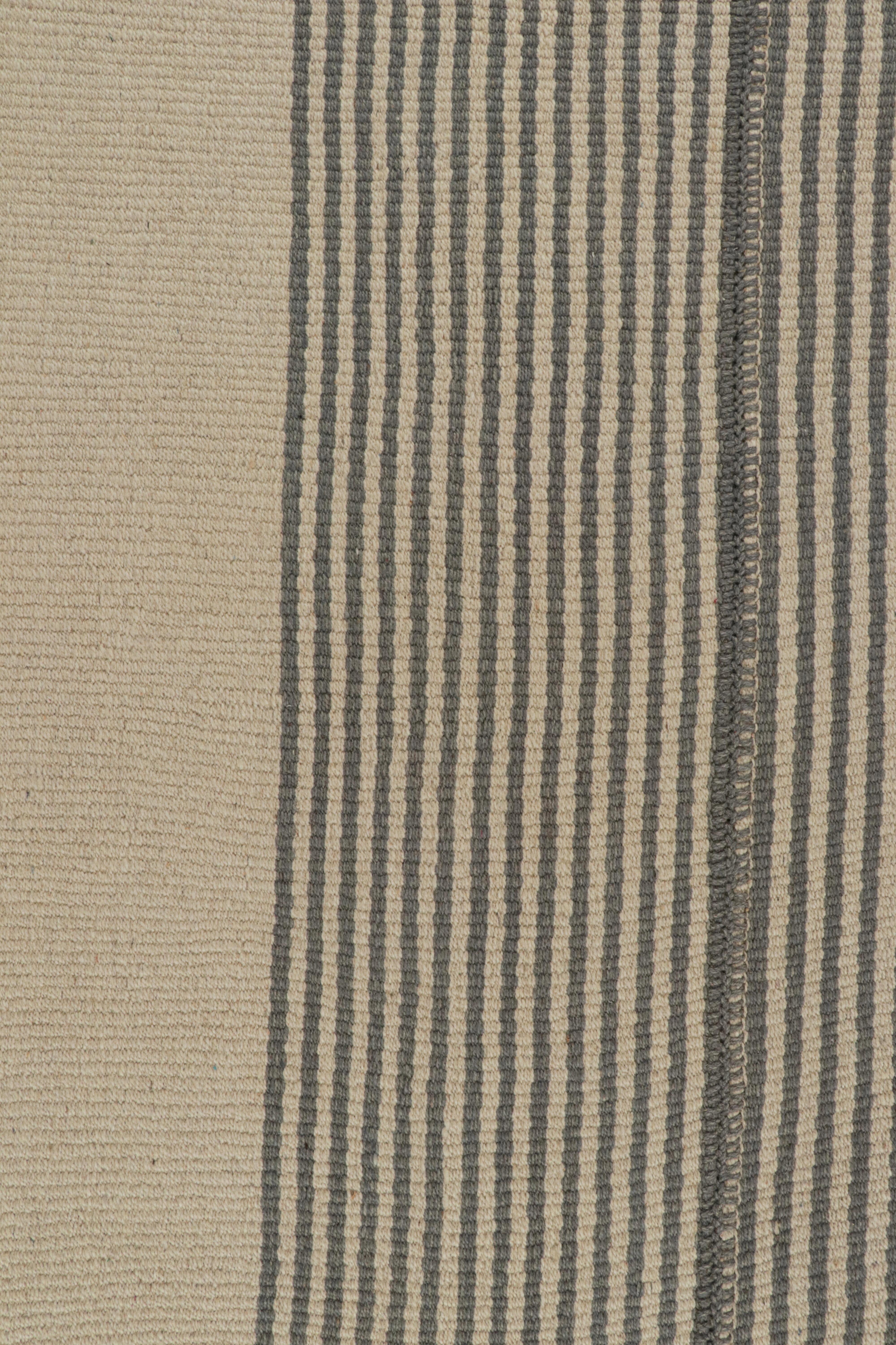 Rug & Kilim’s Contemporary Kilim, with Vertical Stripes in Beige and Brown In New Condition For Sale In Long Island City, NY