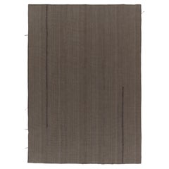 Rug & Kilim’s Contemporary Kilims in Muted Brown Stripes, Panel Woven Style