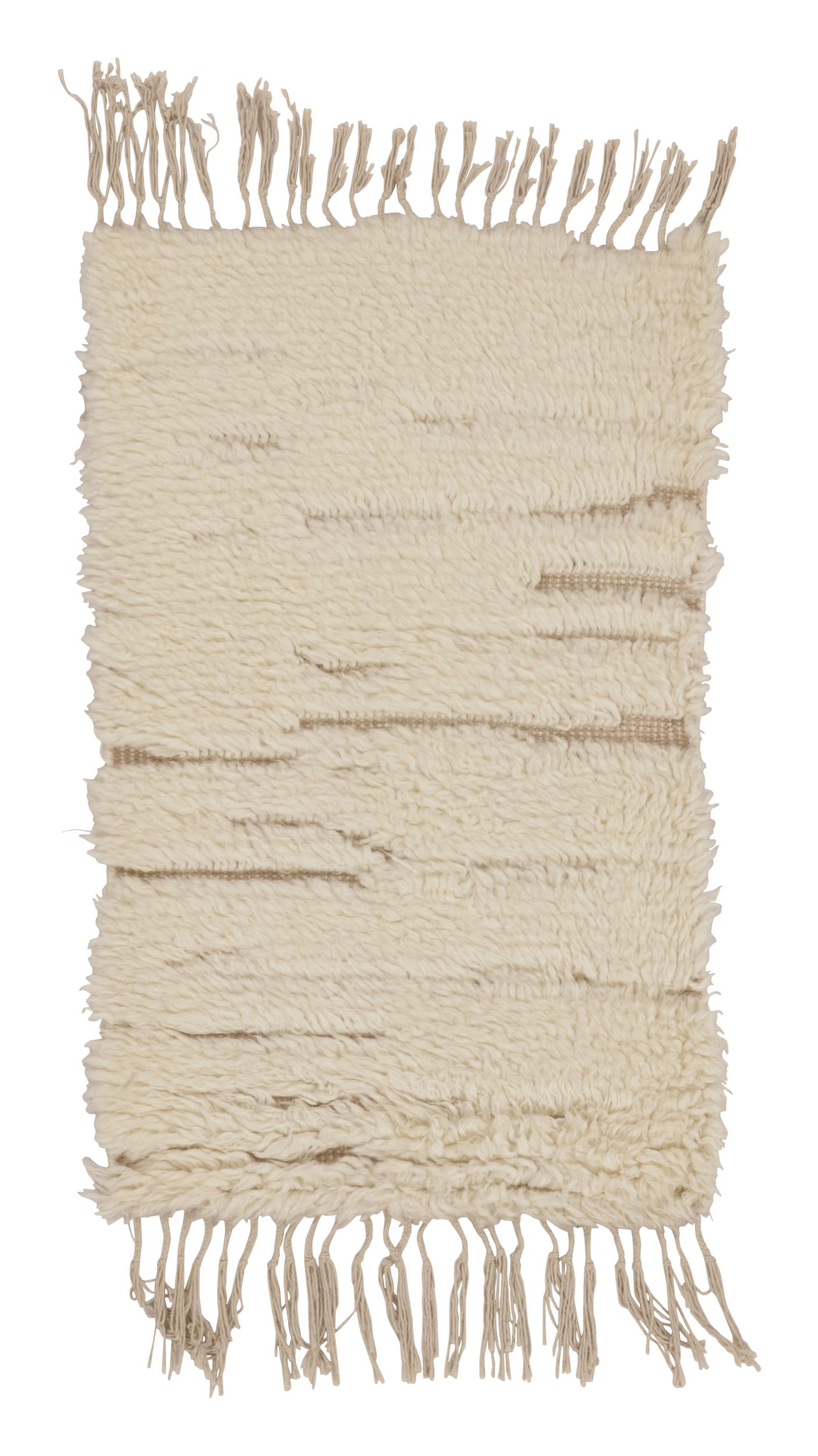Tapis Shag contemporain d'inspiration marocaine dans les tons beige et blanc de Rug & Kilim en vente