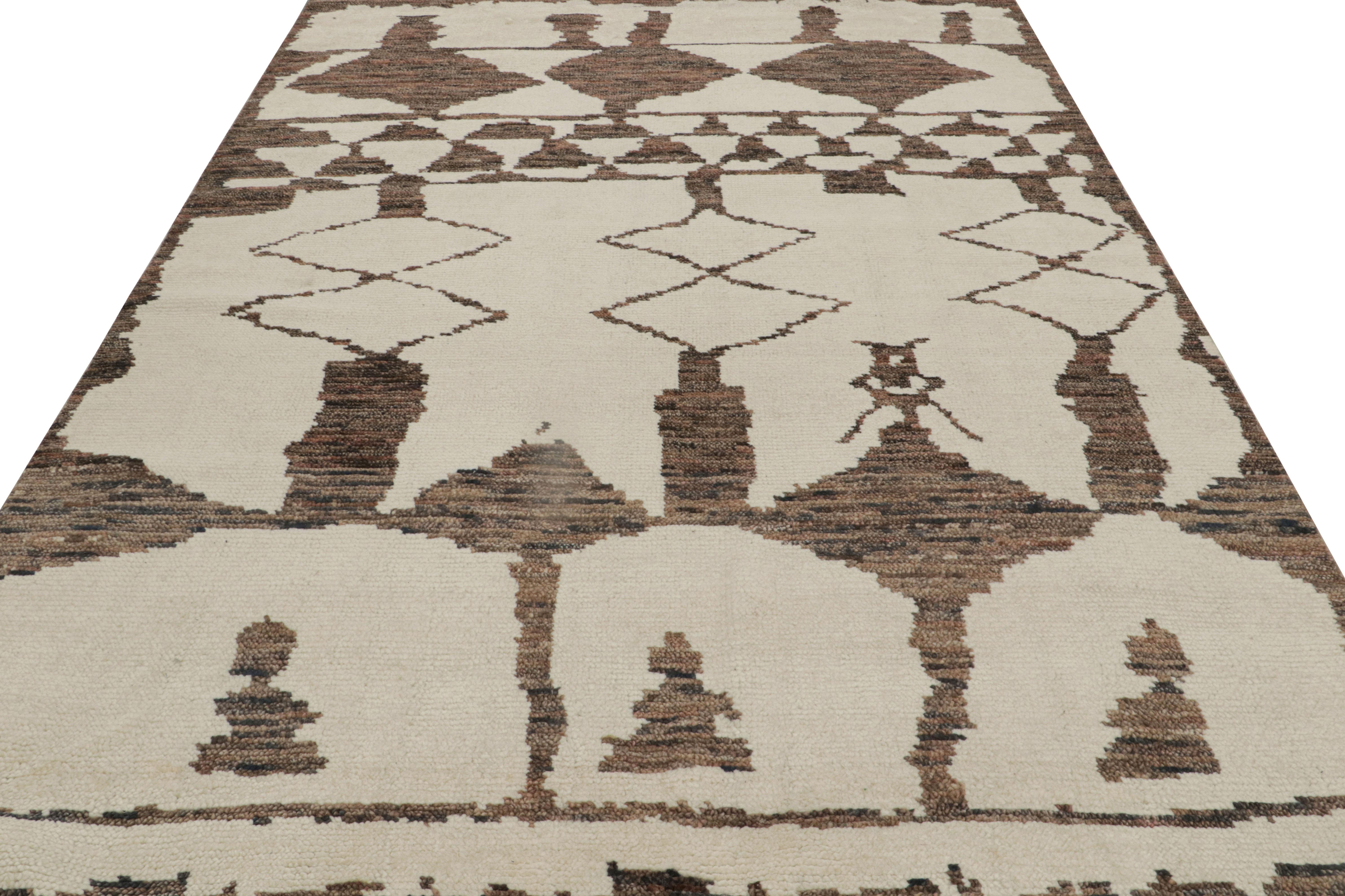 Alfombra geométrica de estilo marroquí contemporáneo Rug & Kilim en beige-marrón Moderno en venta
