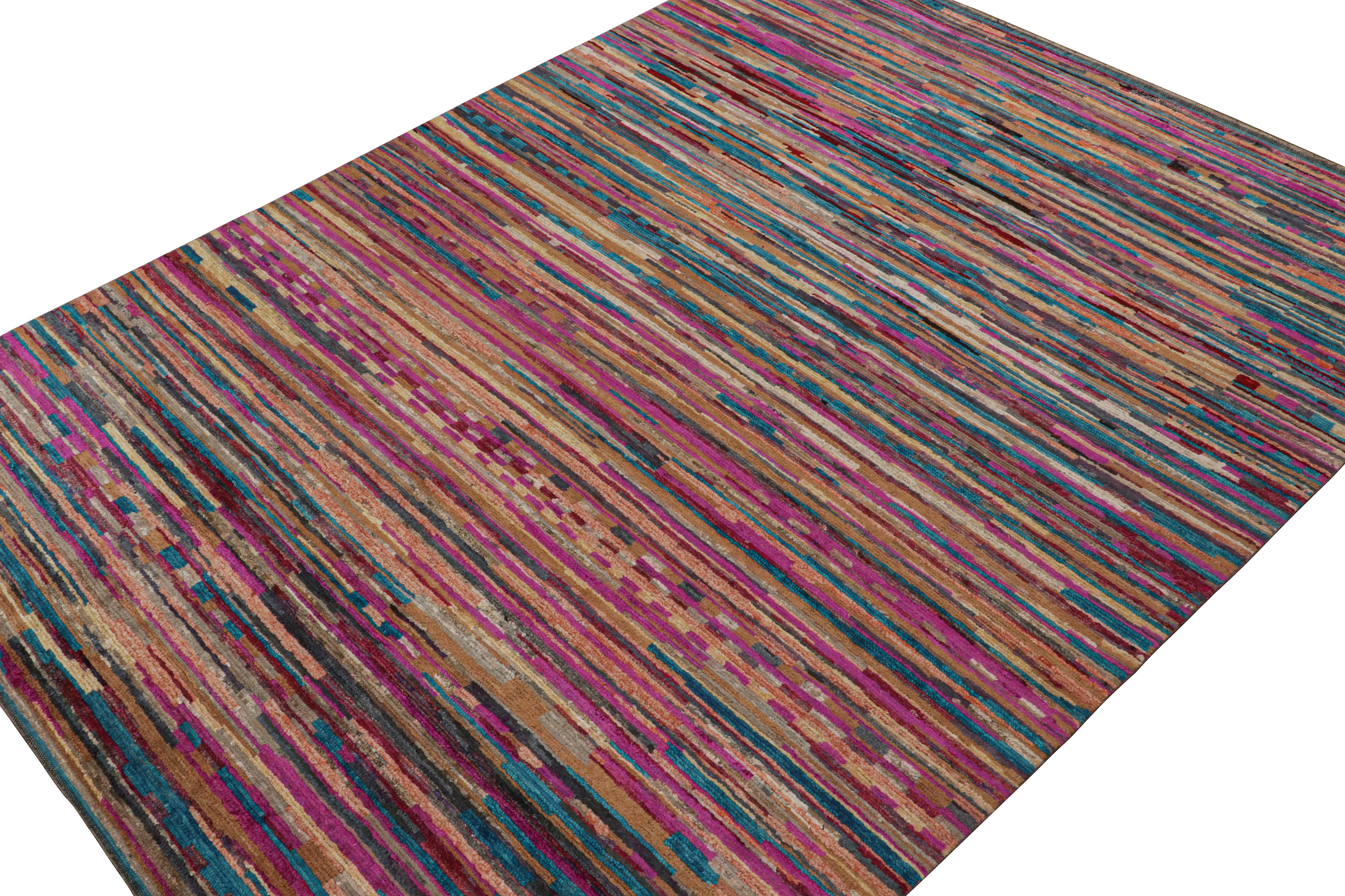 Hand-knotted in wool and silk, this 9x12 modern rug is a new addition to the Moroccan rug collection by Rug & Kilim.

On the Design: 

Keen eyes will admire the sheer variety of colors, and the fabulous sense of movement and subtle patterns within.